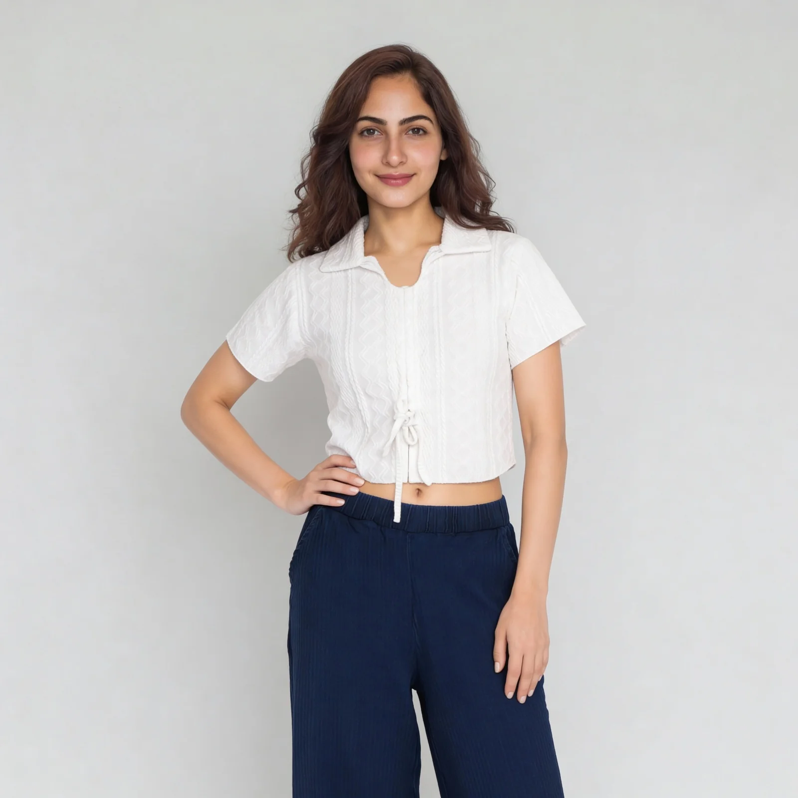 Textured Cuban Collar Top - Image 2