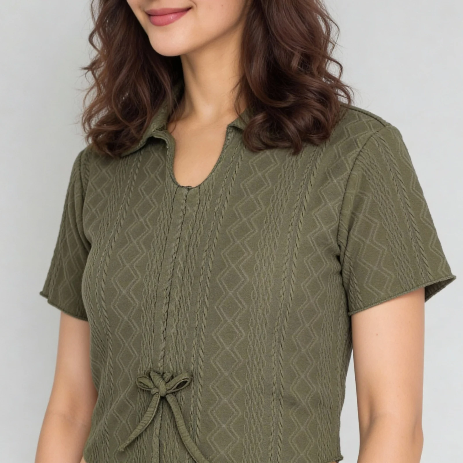 Textured Cuban Collar Top - Image 9