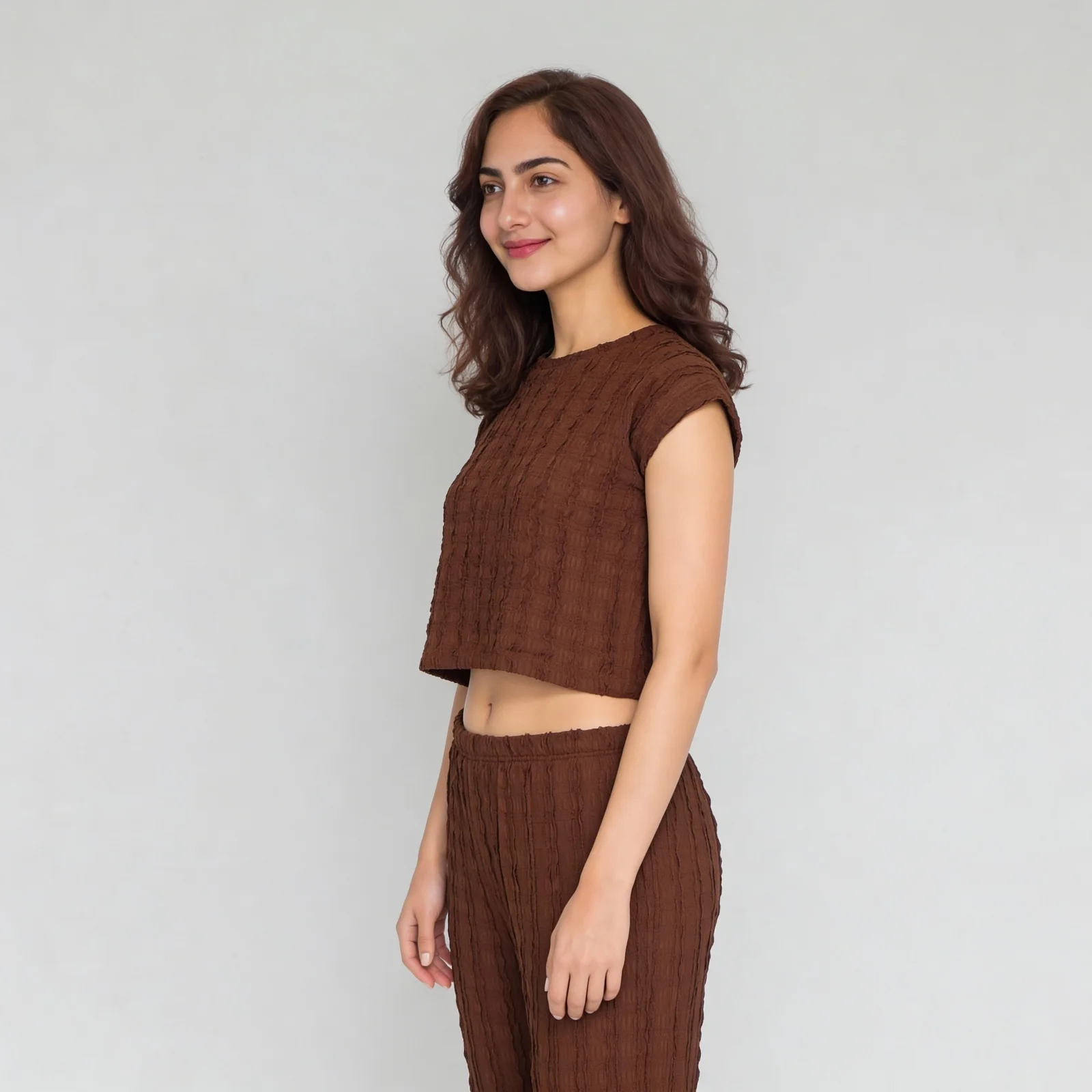 Textured Round Neck Crop Top - Image 10