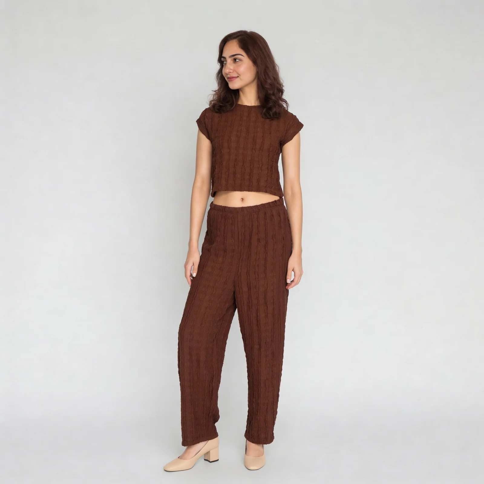 Textured Round Neck Crop Top - Image 6