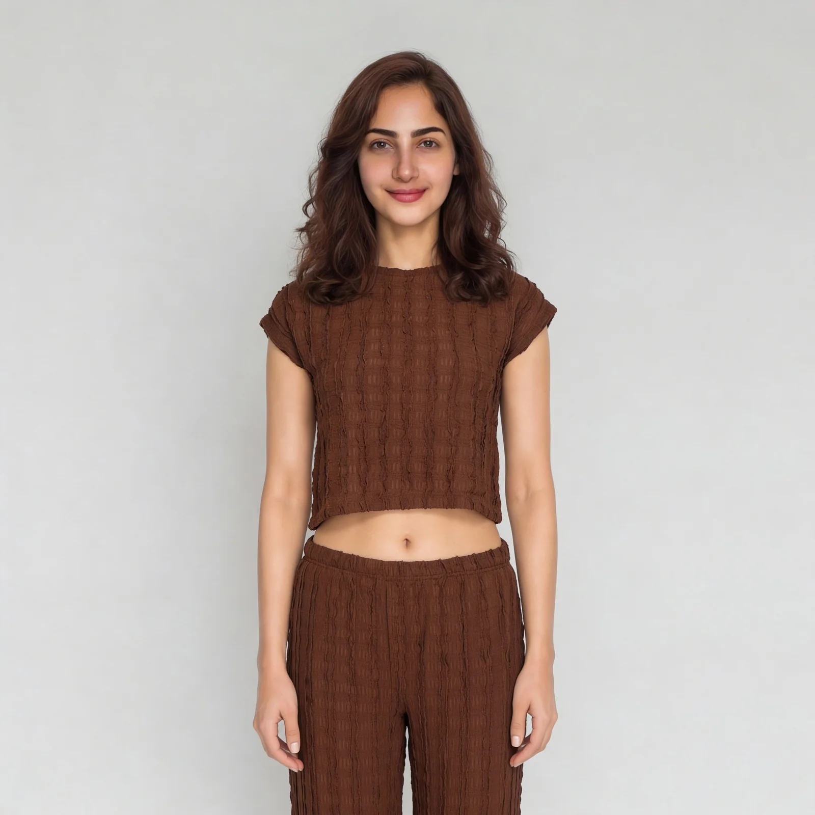 Textured Round Neck Crop Top - Image 7