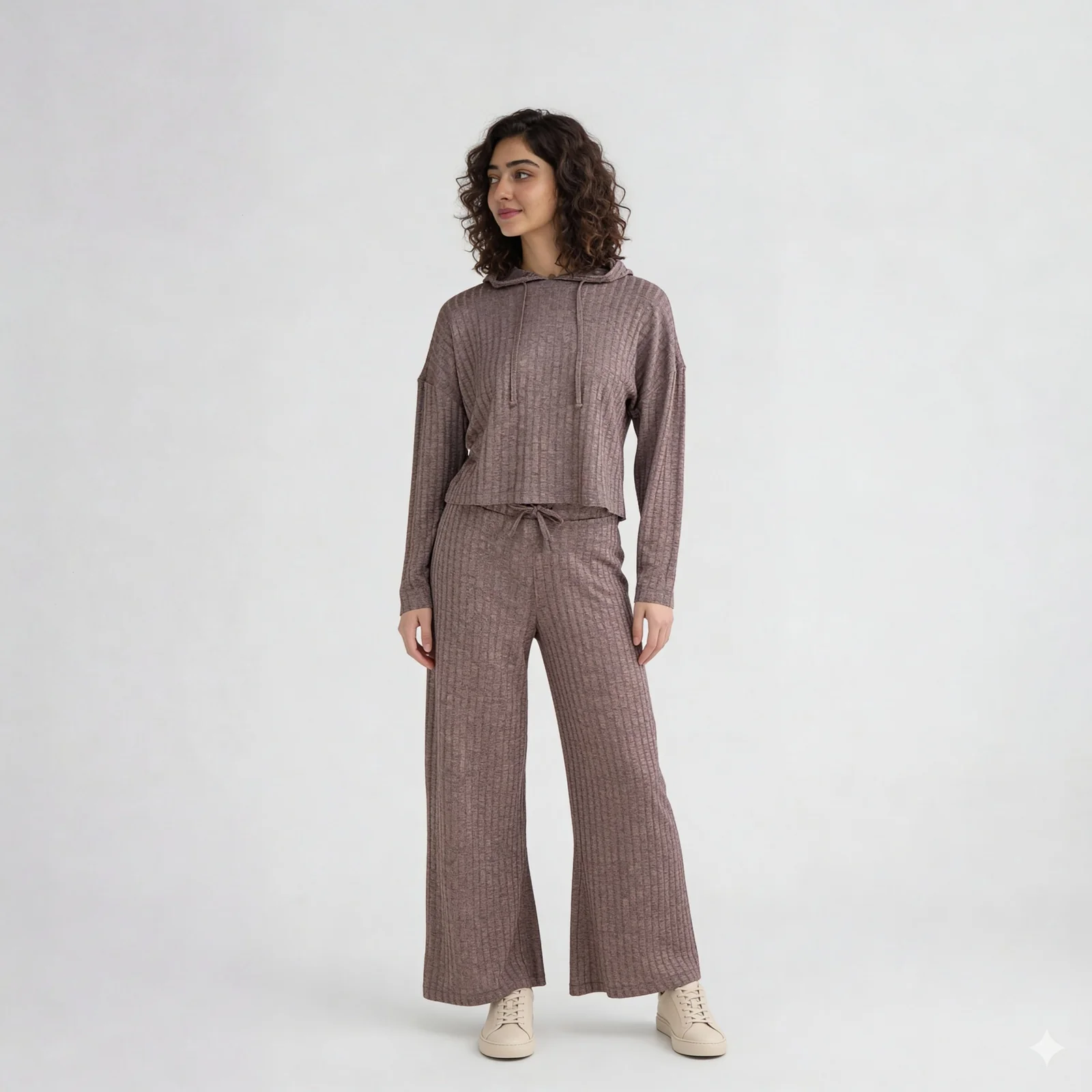Ribbed Hooded Sweatshirt