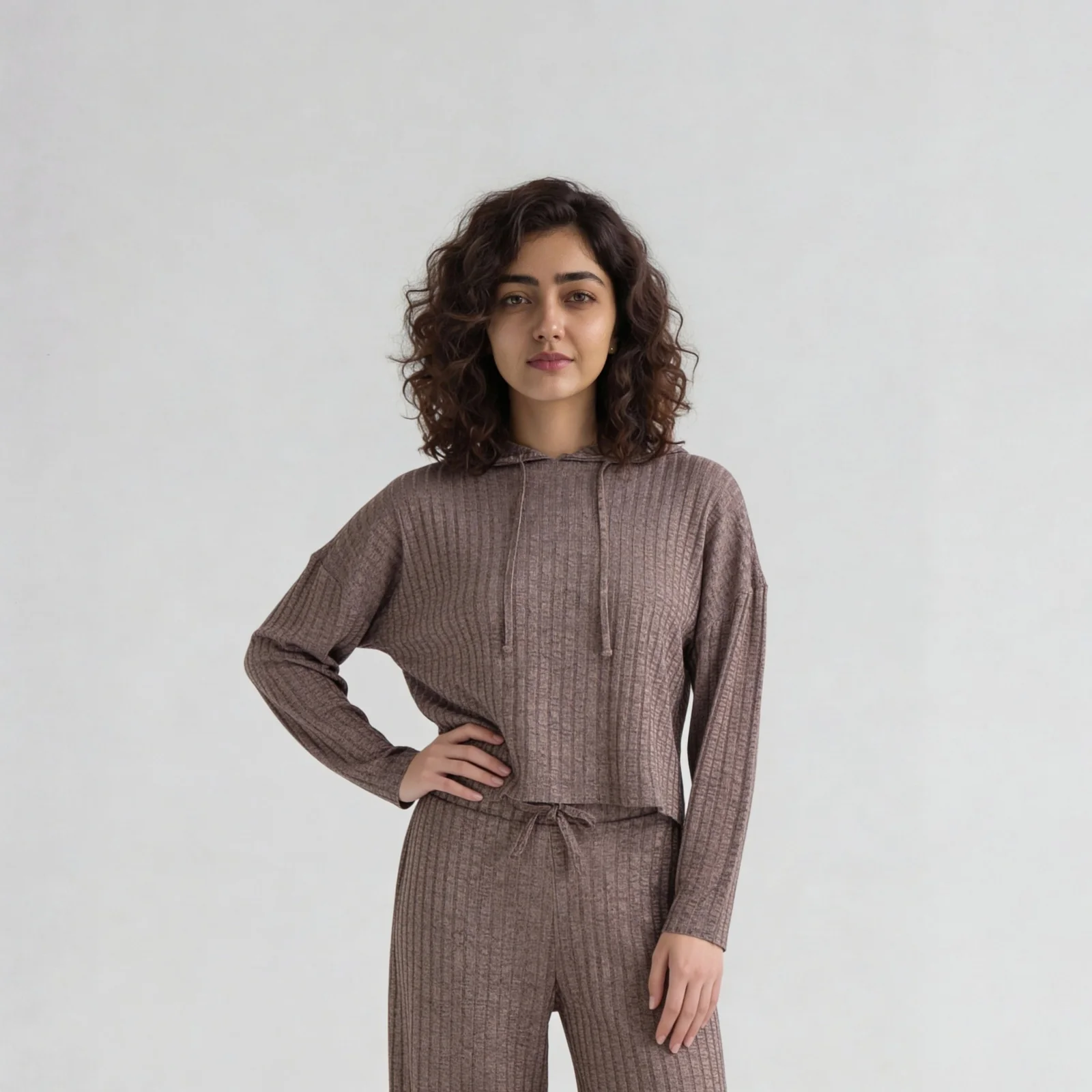 Ribbed Hooded Sweatshirt - Image 2