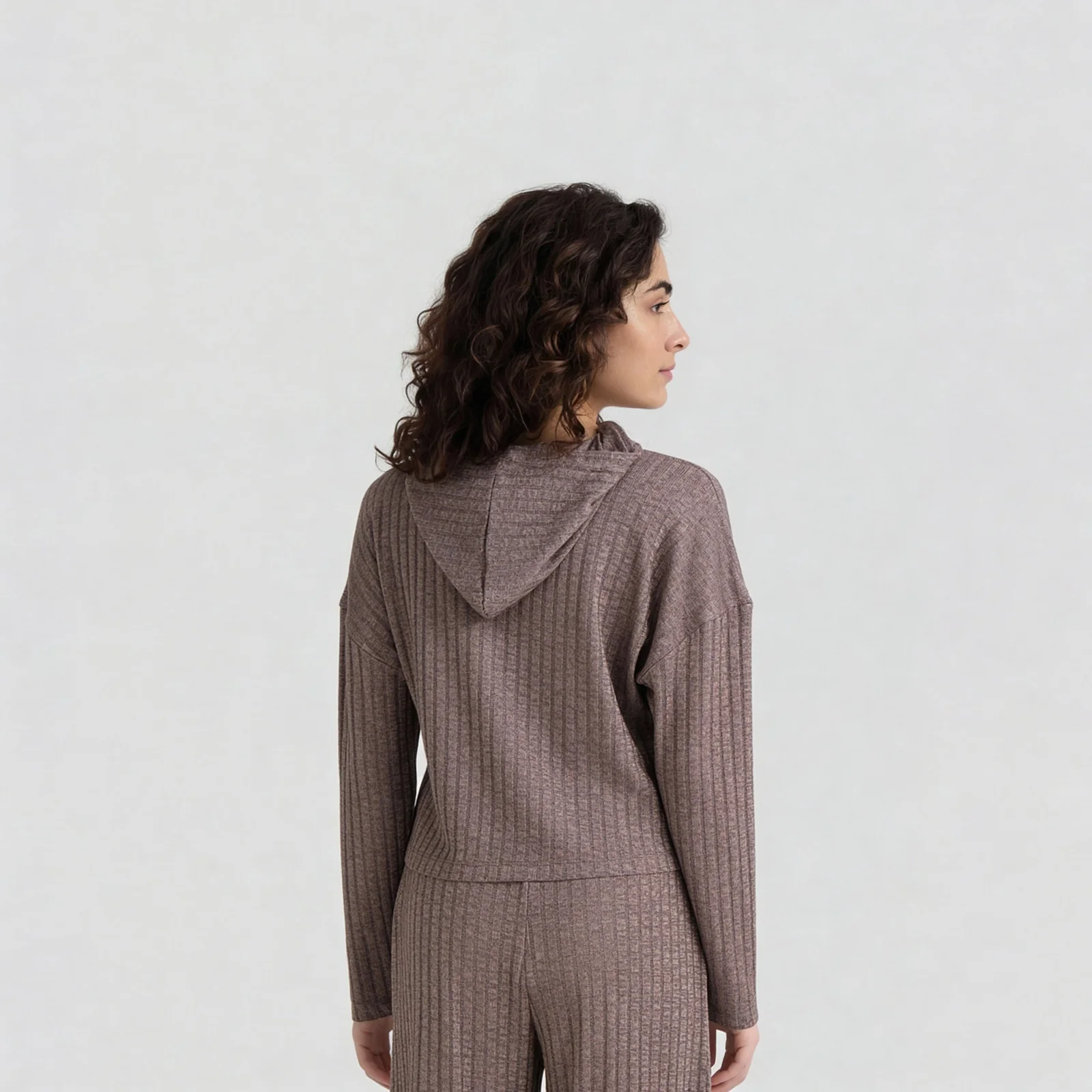 Ribbed Hooded Sweatshirt - Image 3