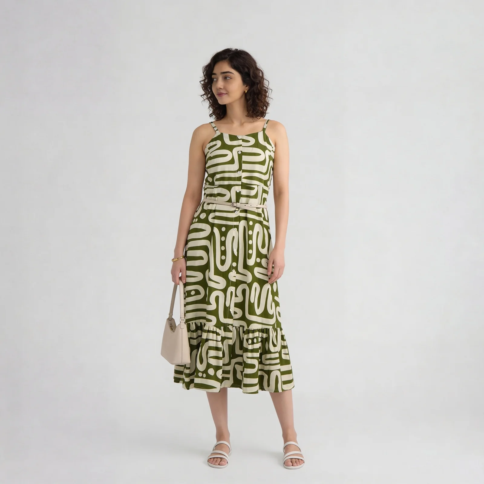 Printed Halter Neck Tiered Dress