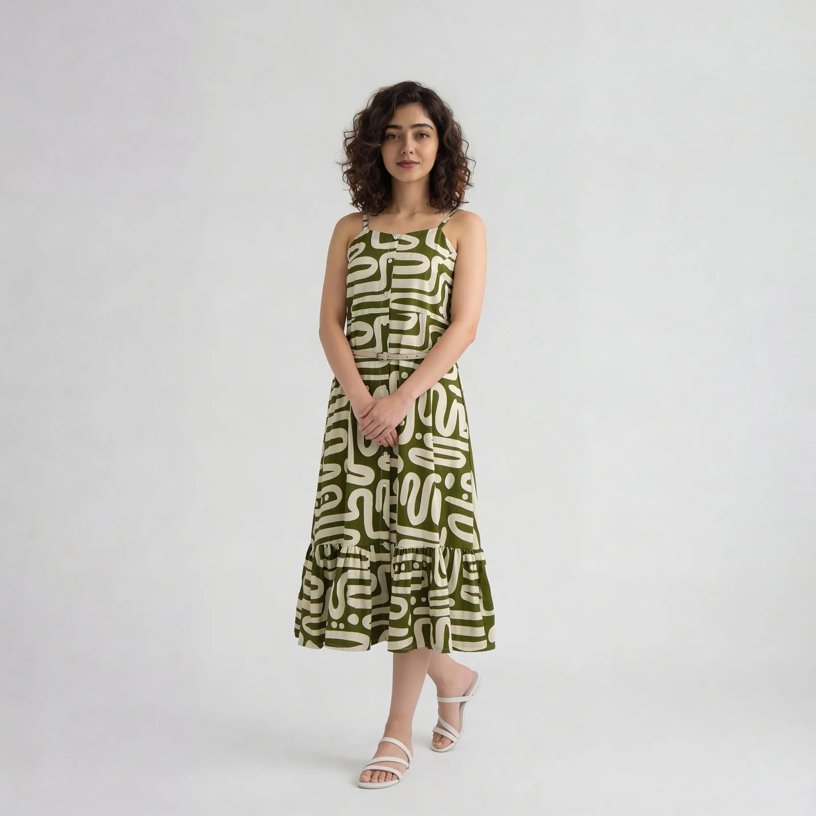 Printed Halter Neck Tiered Dress - Image 2
