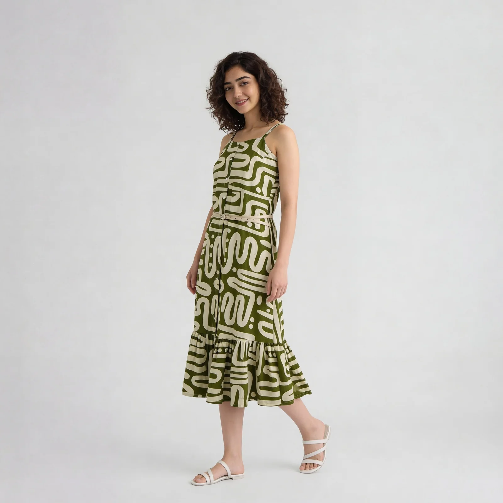 Printed Halter Neck Tiered Dress - Image 5