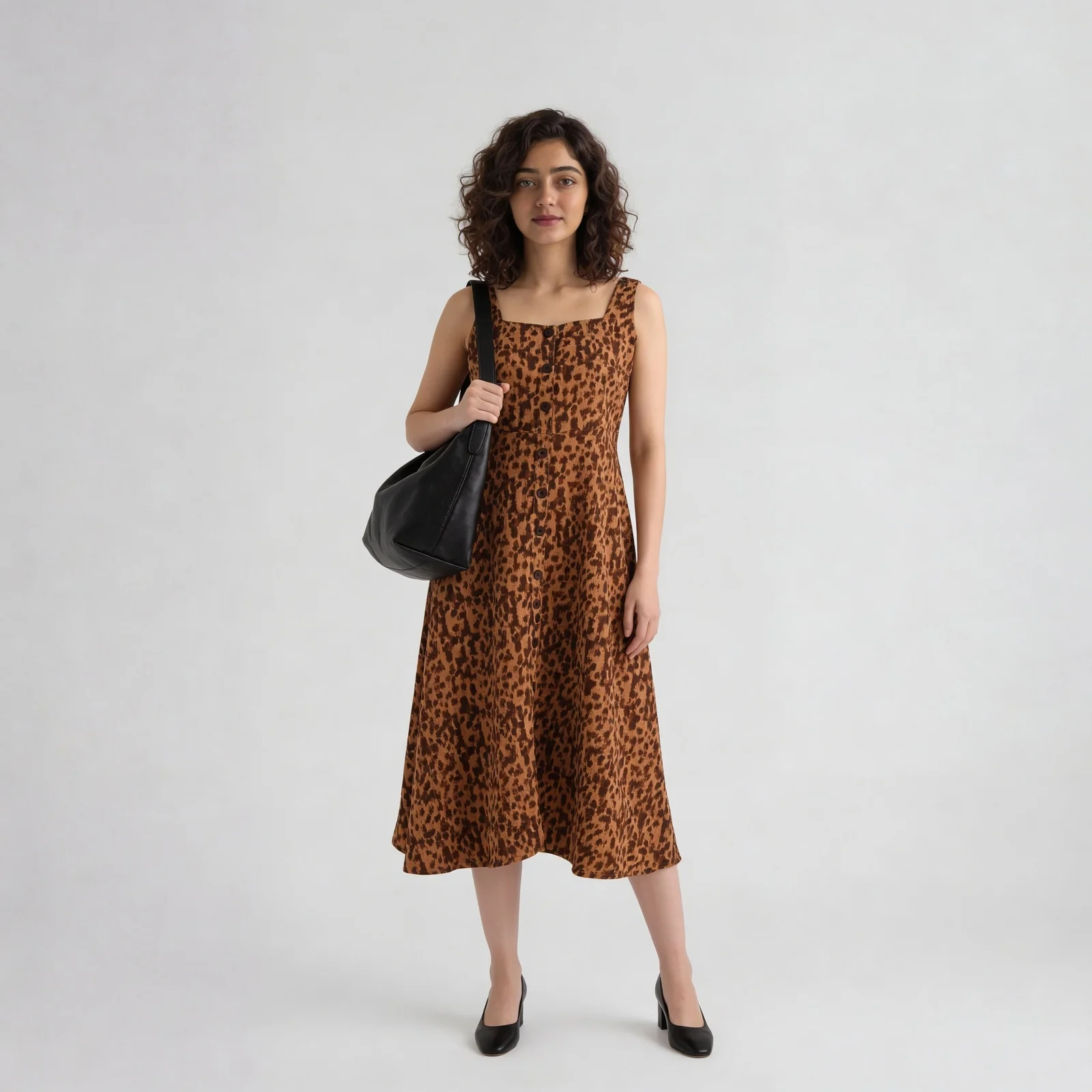 Printed Square Neck Flare Fit Dress