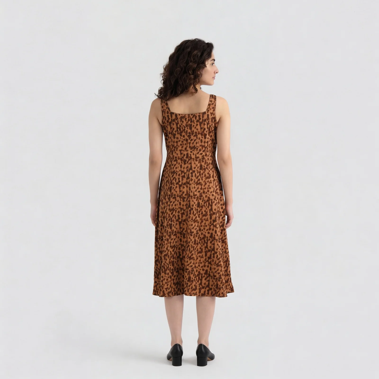 Printed Square Neck Flare Fit Dress - Image 3