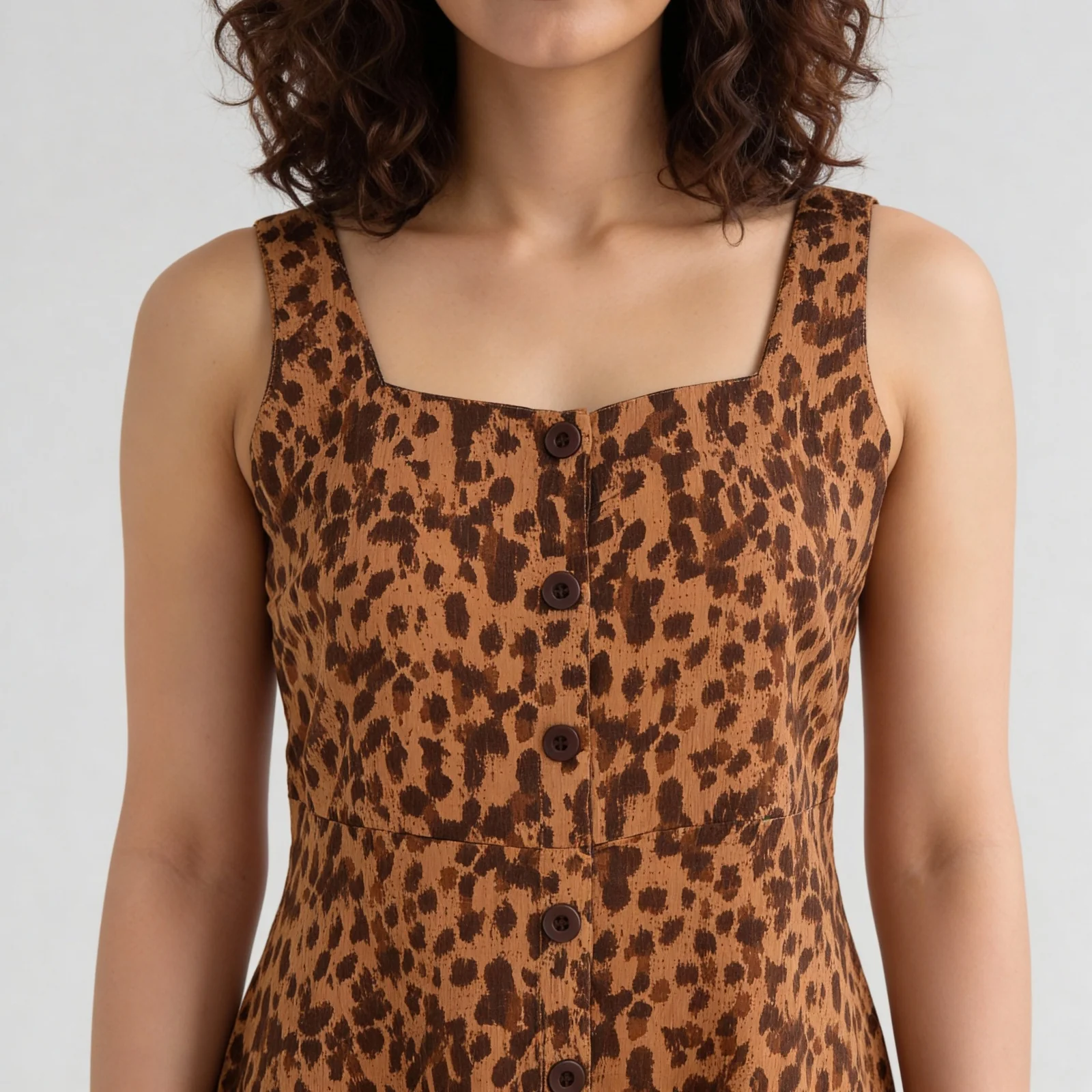 Printed Square Neck Flare Fit Dress - Image 4