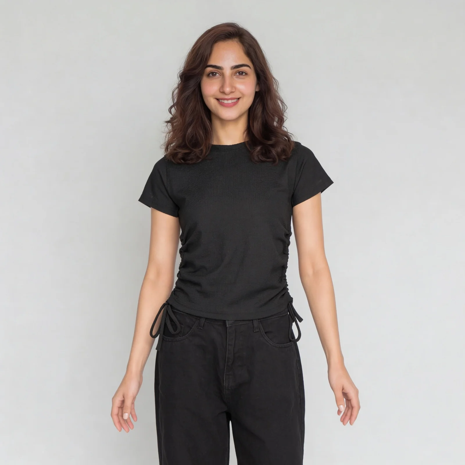 T-Shirt with Ruching and Drawstrings - Image 2