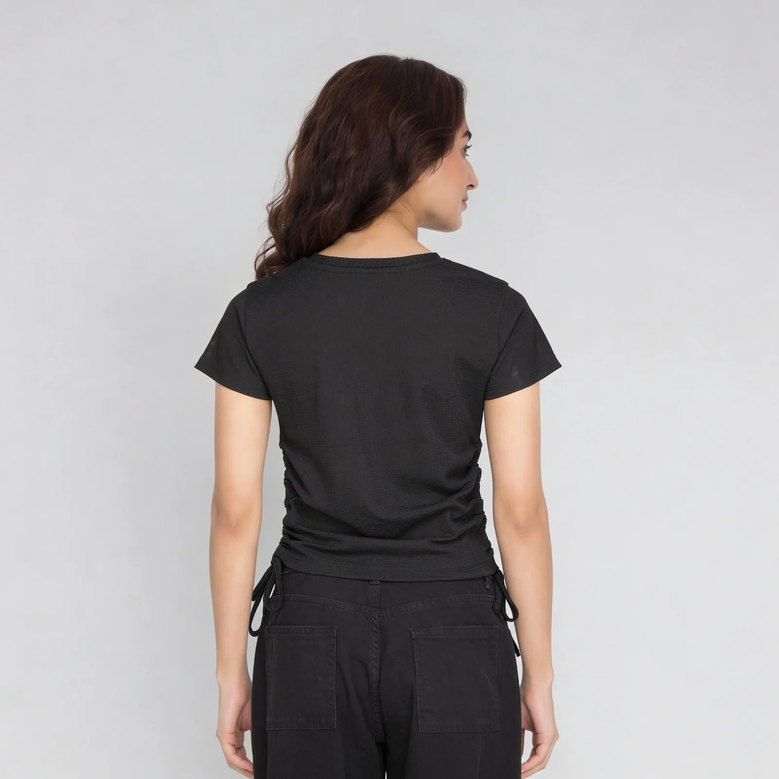 T-Shirt with Ruching and Drawstrings - Image 3