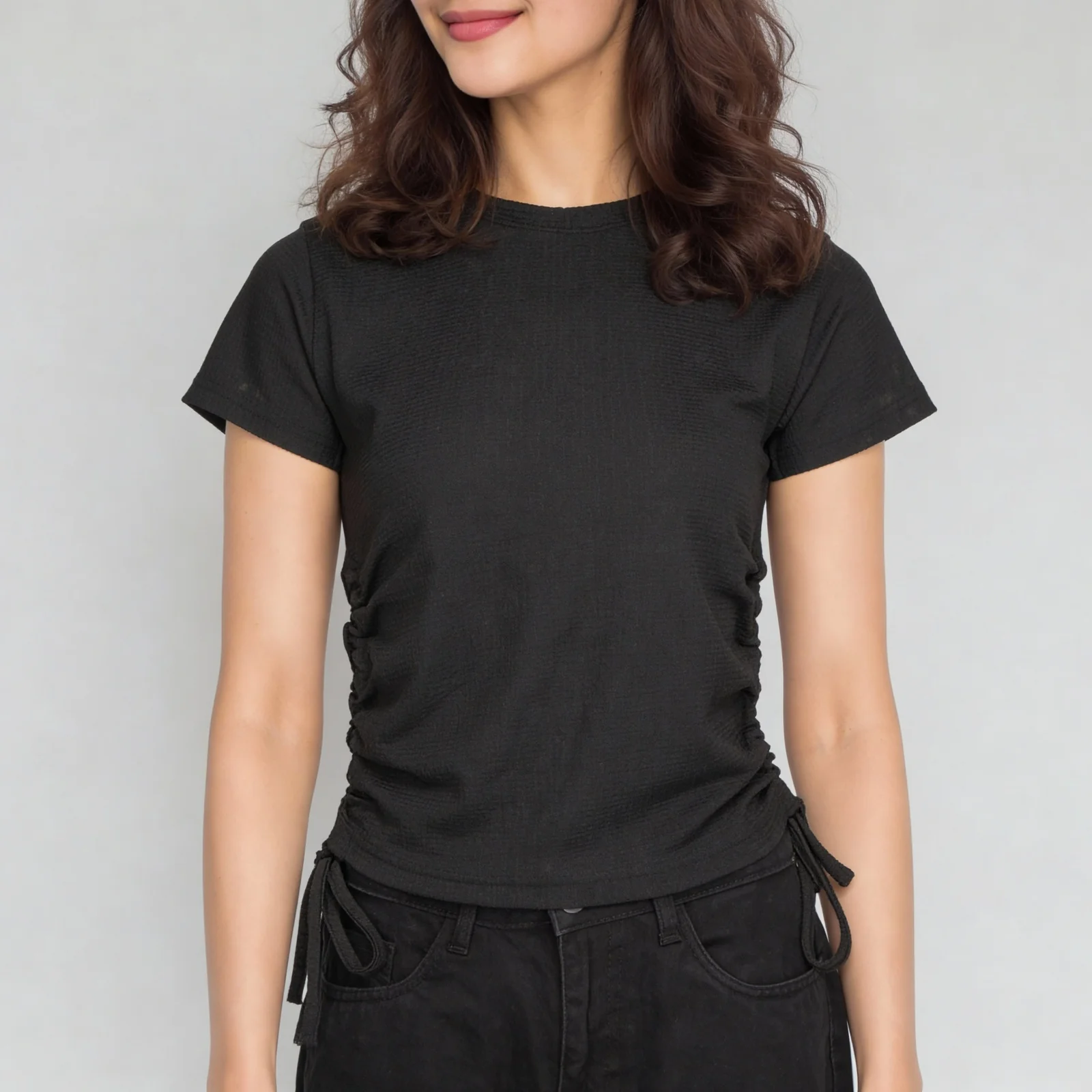 T-Shirt with Ruching and Drawstrings - Image 4