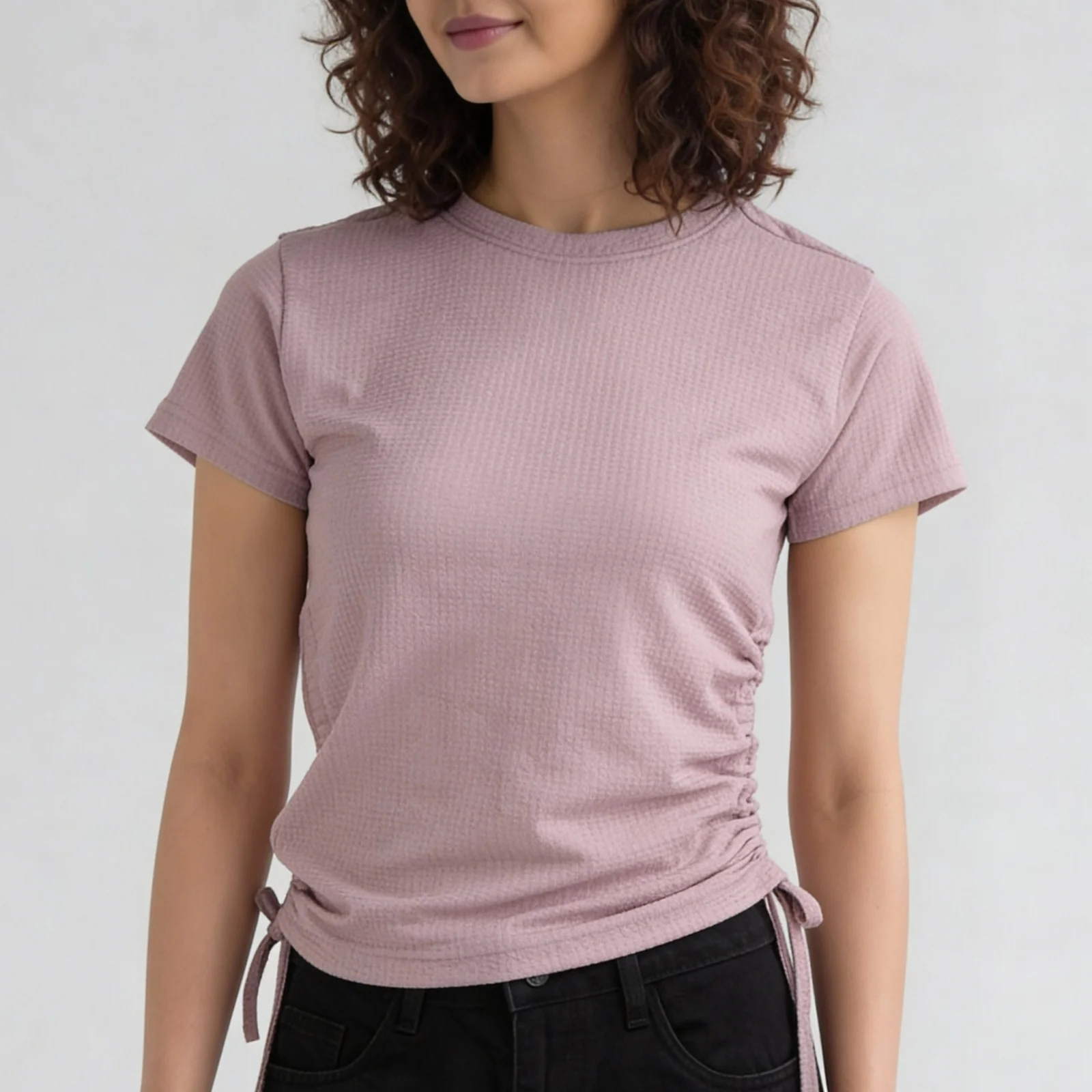 T-Shirt with Ruching and Drawstrings - Image 9