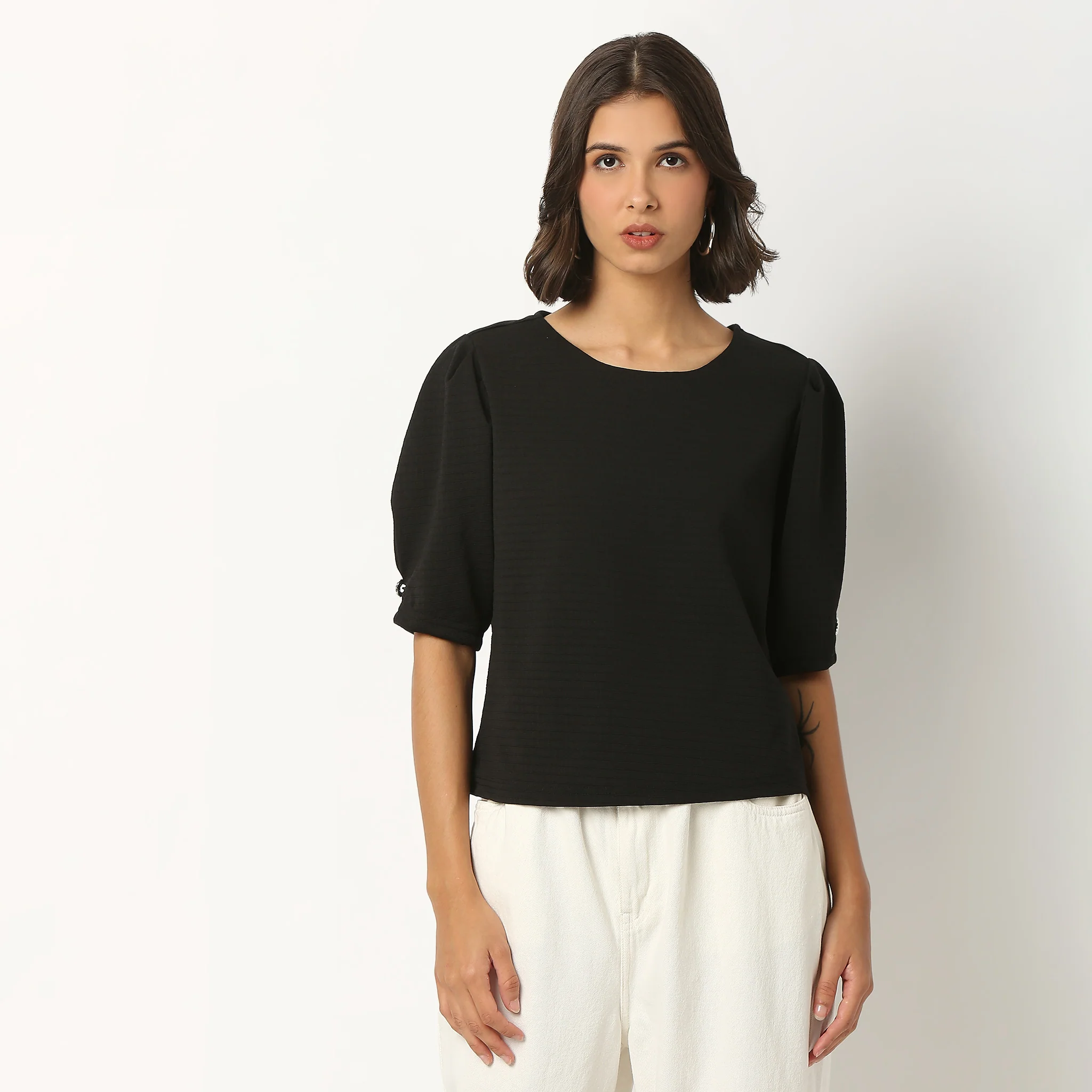 Solid Woven Top - Image 2