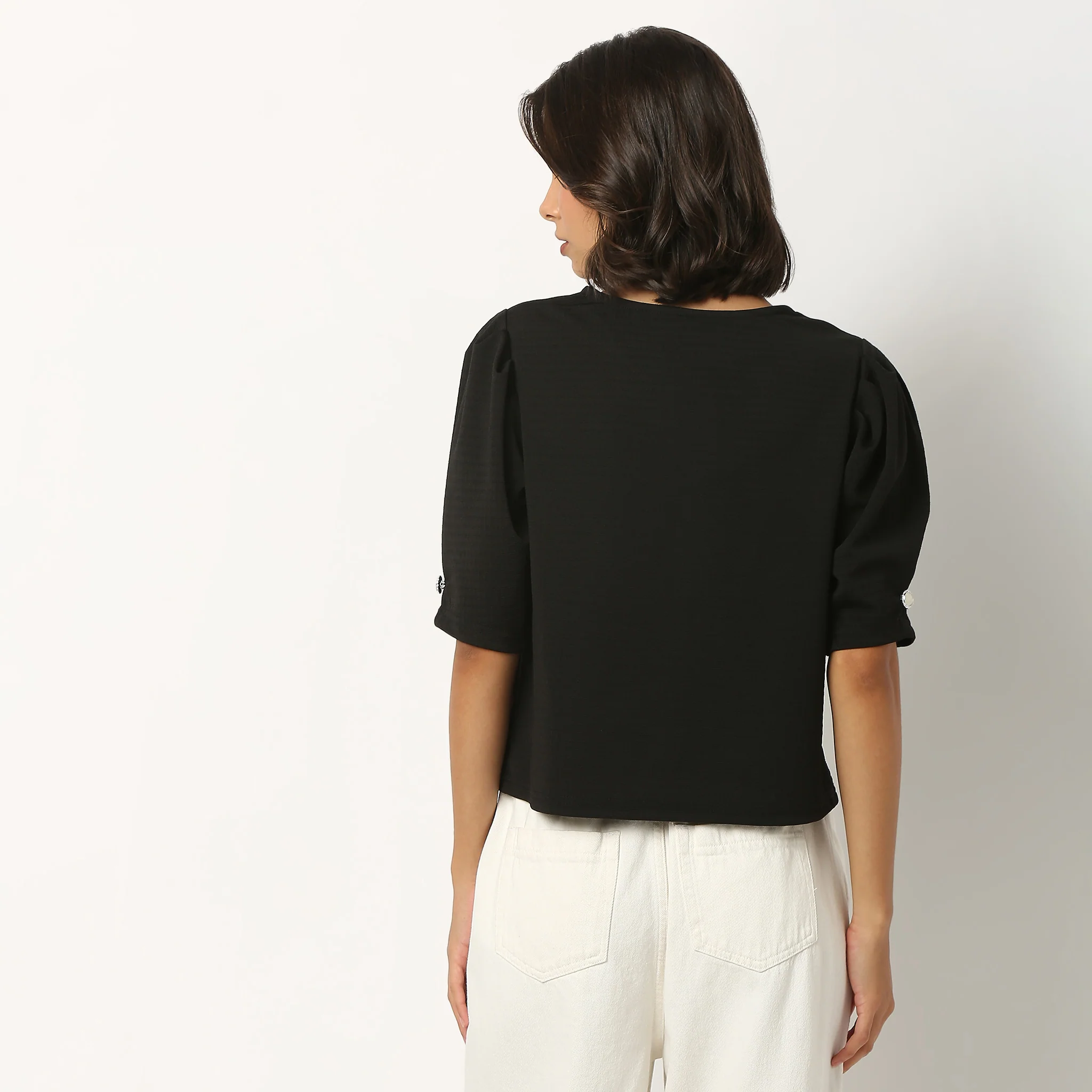 Solid Woven Top - Image 3