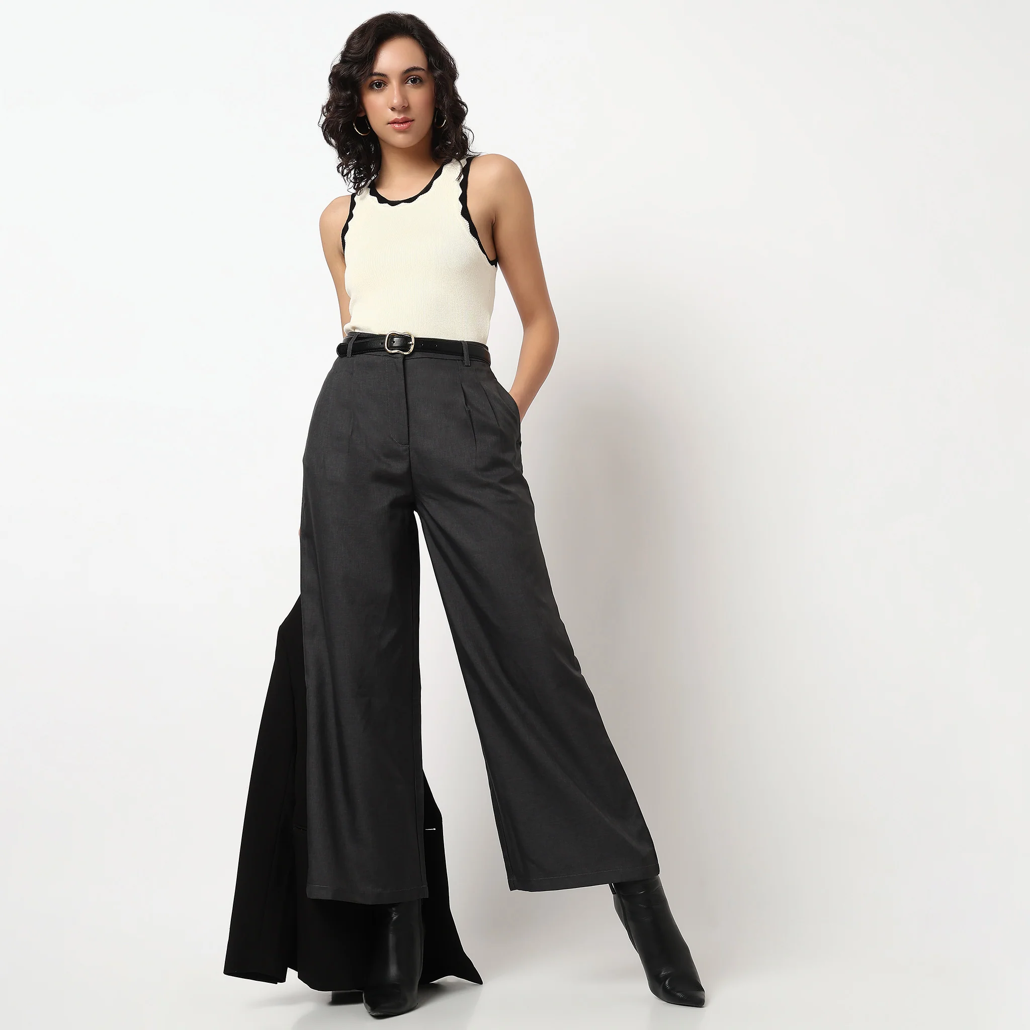 Straight Fit Solid Trousers