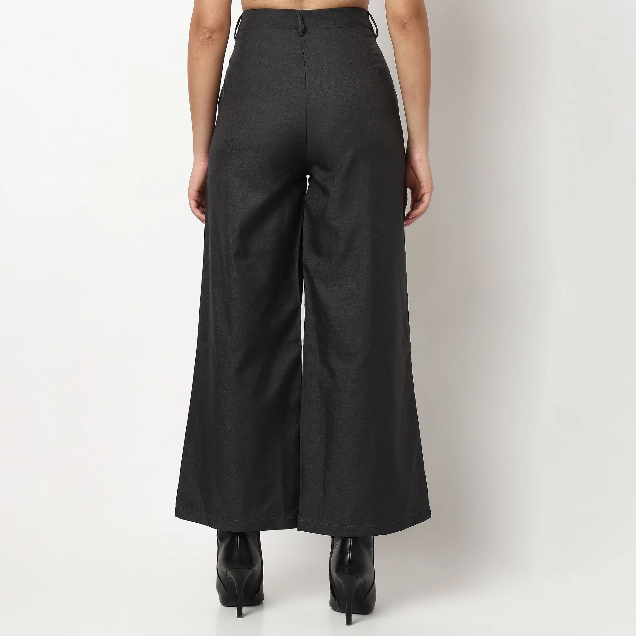 Straight Fit Solid Trousers - Image 3