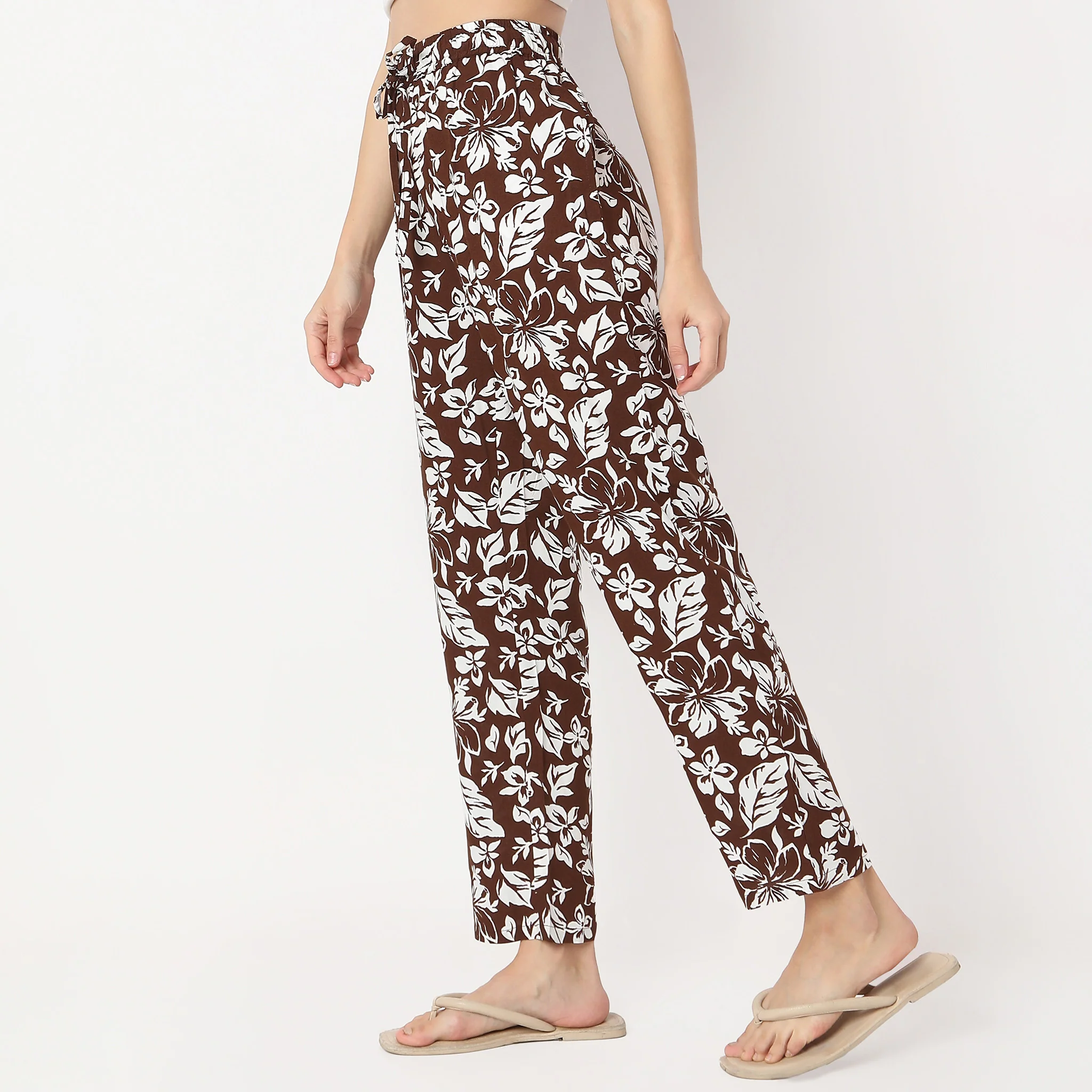 Printed Above Ankle Length Floral Lounge Palazzos - Image 5