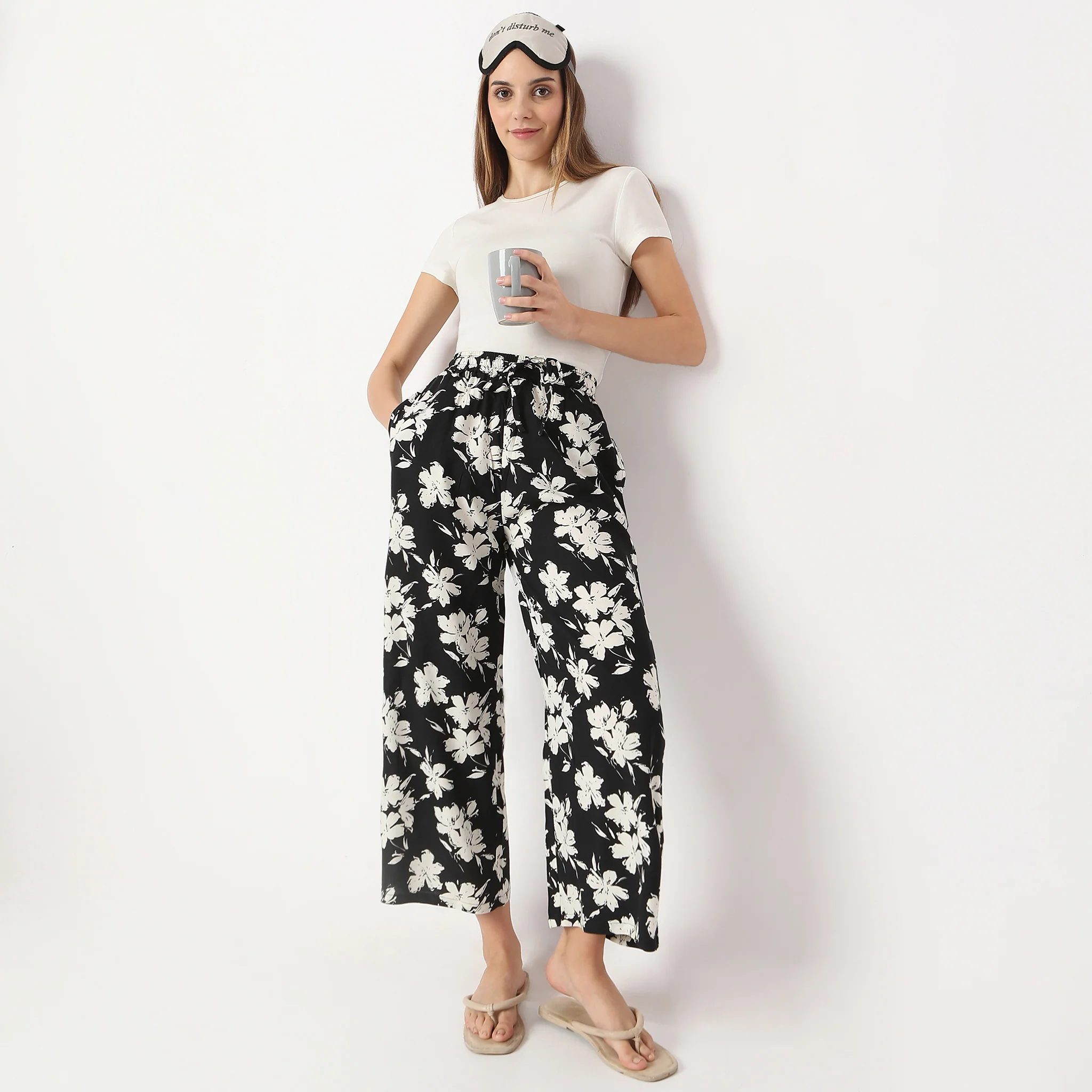 Printed Above Ankle Length Floral Lounge Palazzos
