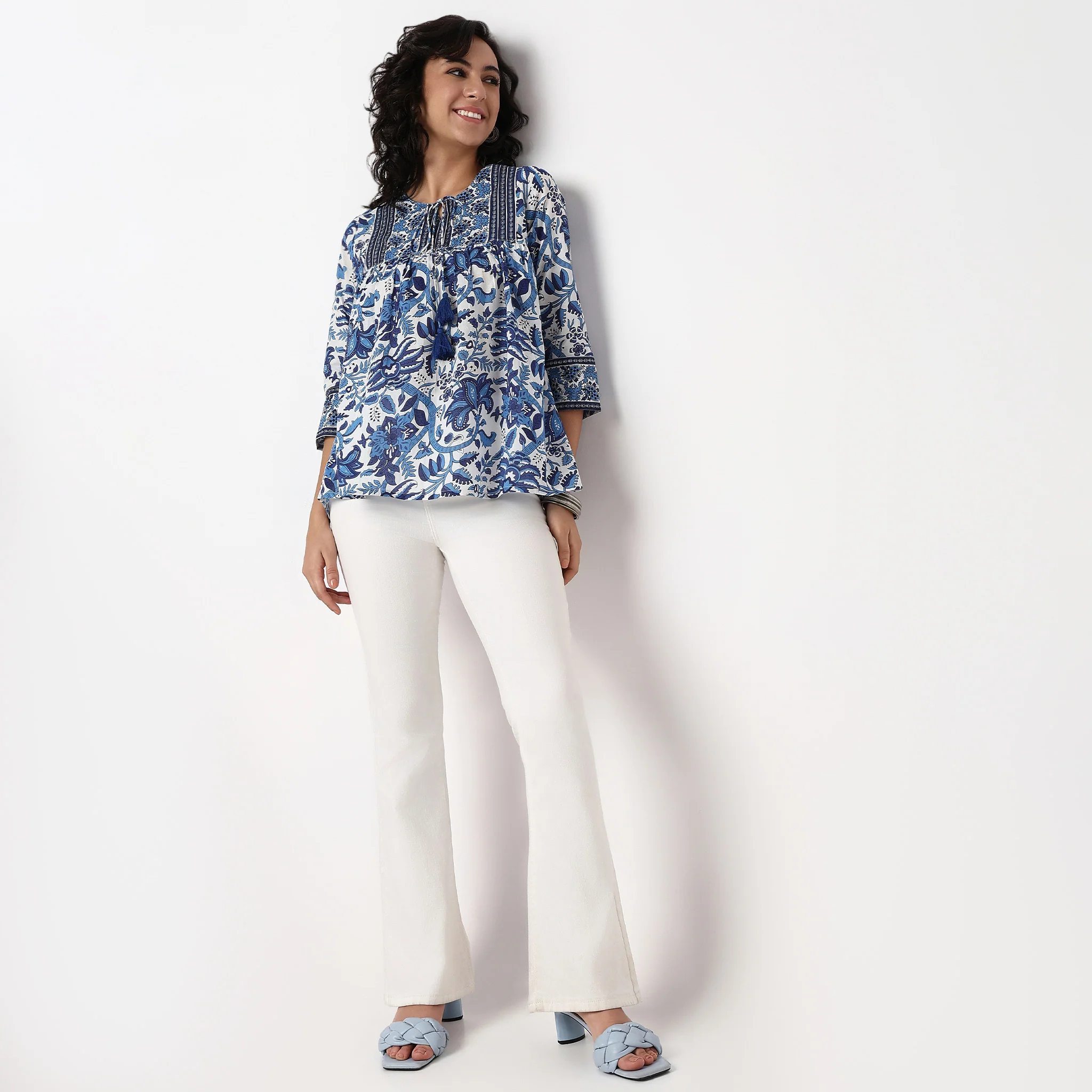 Printed Flared Short Kurta