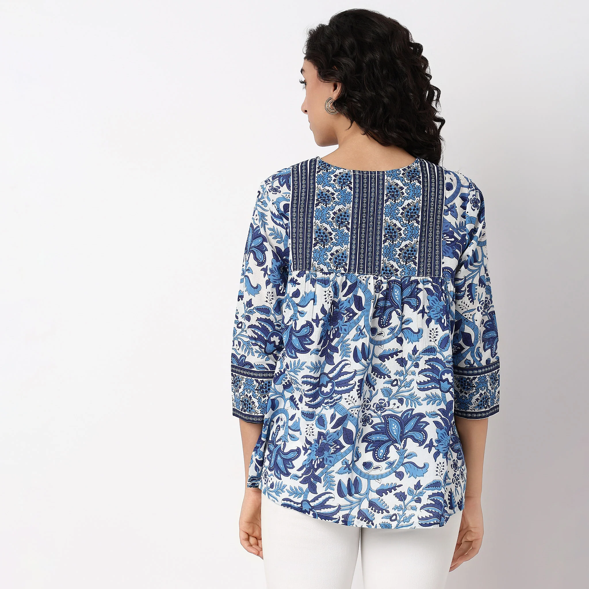 Printed Flared Short Kurta - Image 3