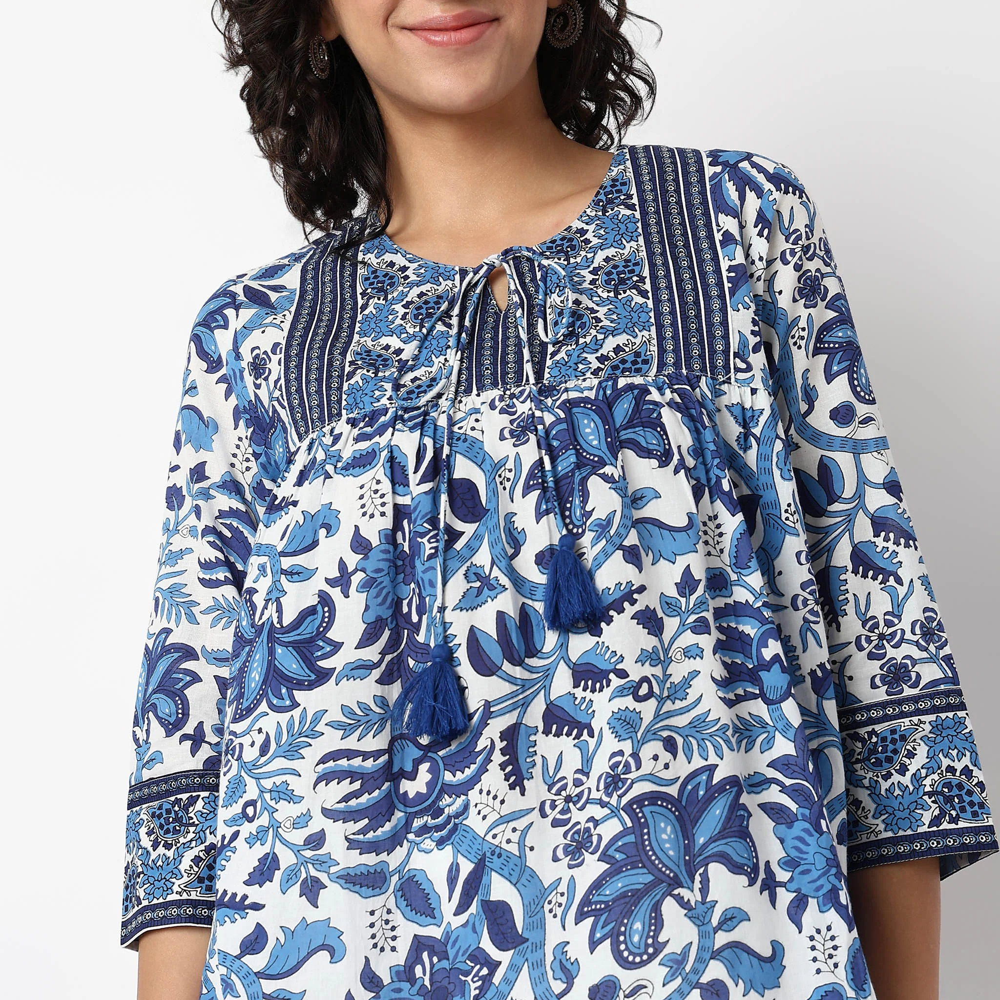 Printed Flared Short Kurta - Image 4