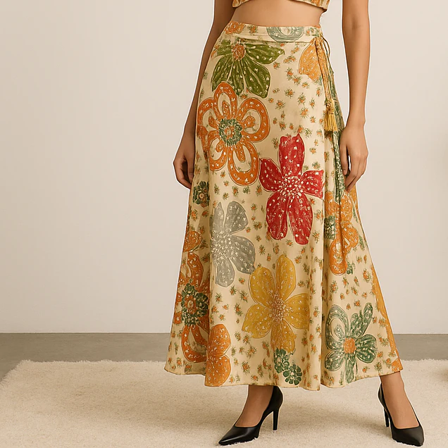 Printed Below Knee Flared Skirt - Image 2