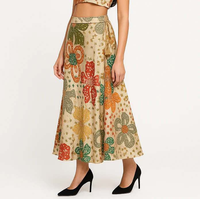 Printed Below Knee Flared Skirt - Image 5