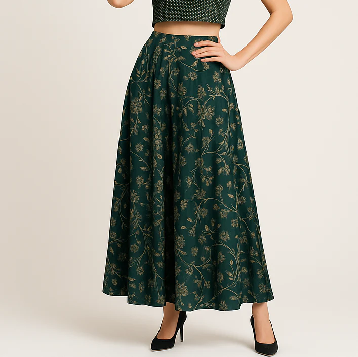 Printed Below Knee Flared Skirt - Image 2