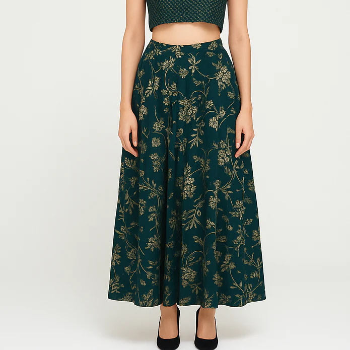 Printed Below Knee Flared Skirt - Image 6