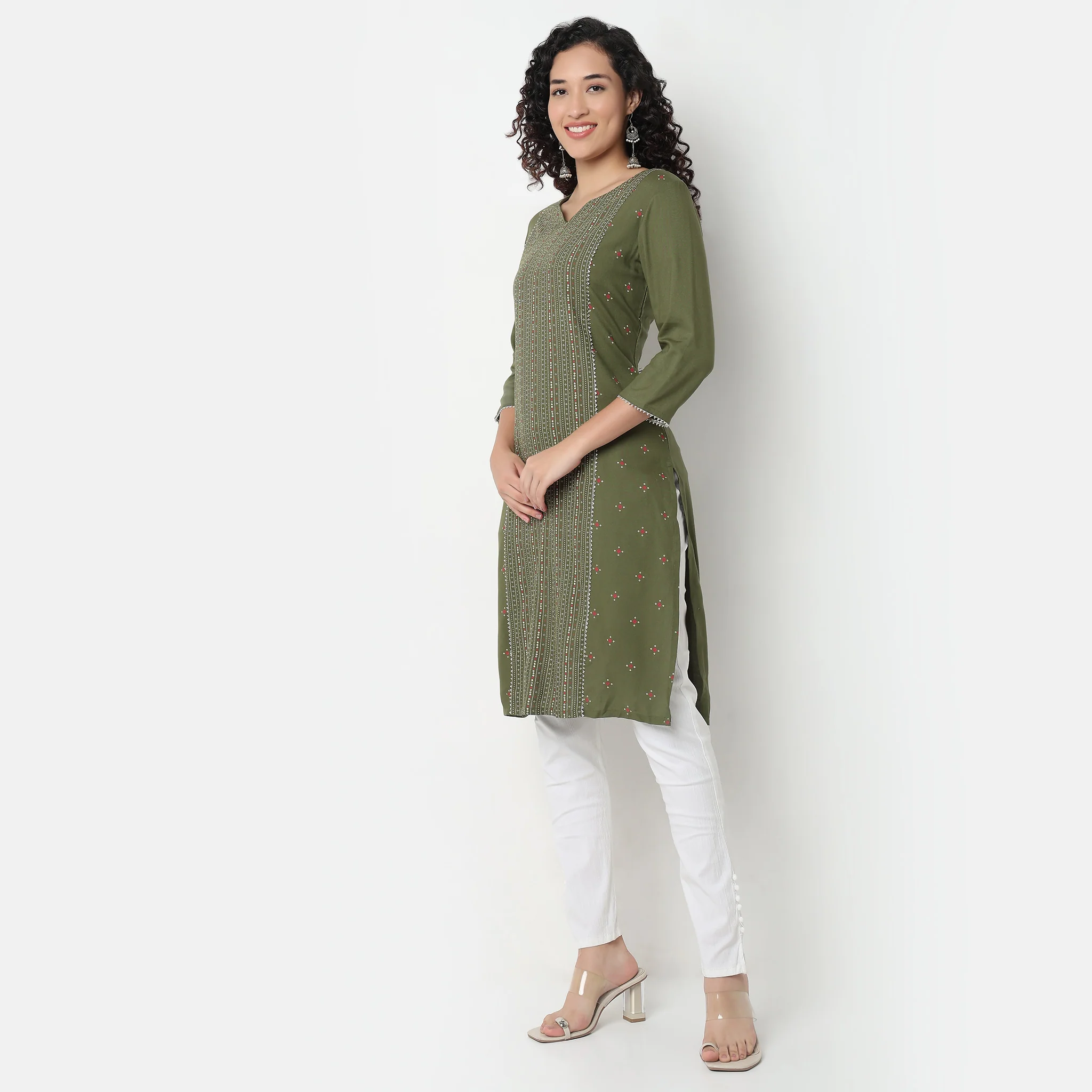 Centre Panel Printed Long Kurta - Image 5