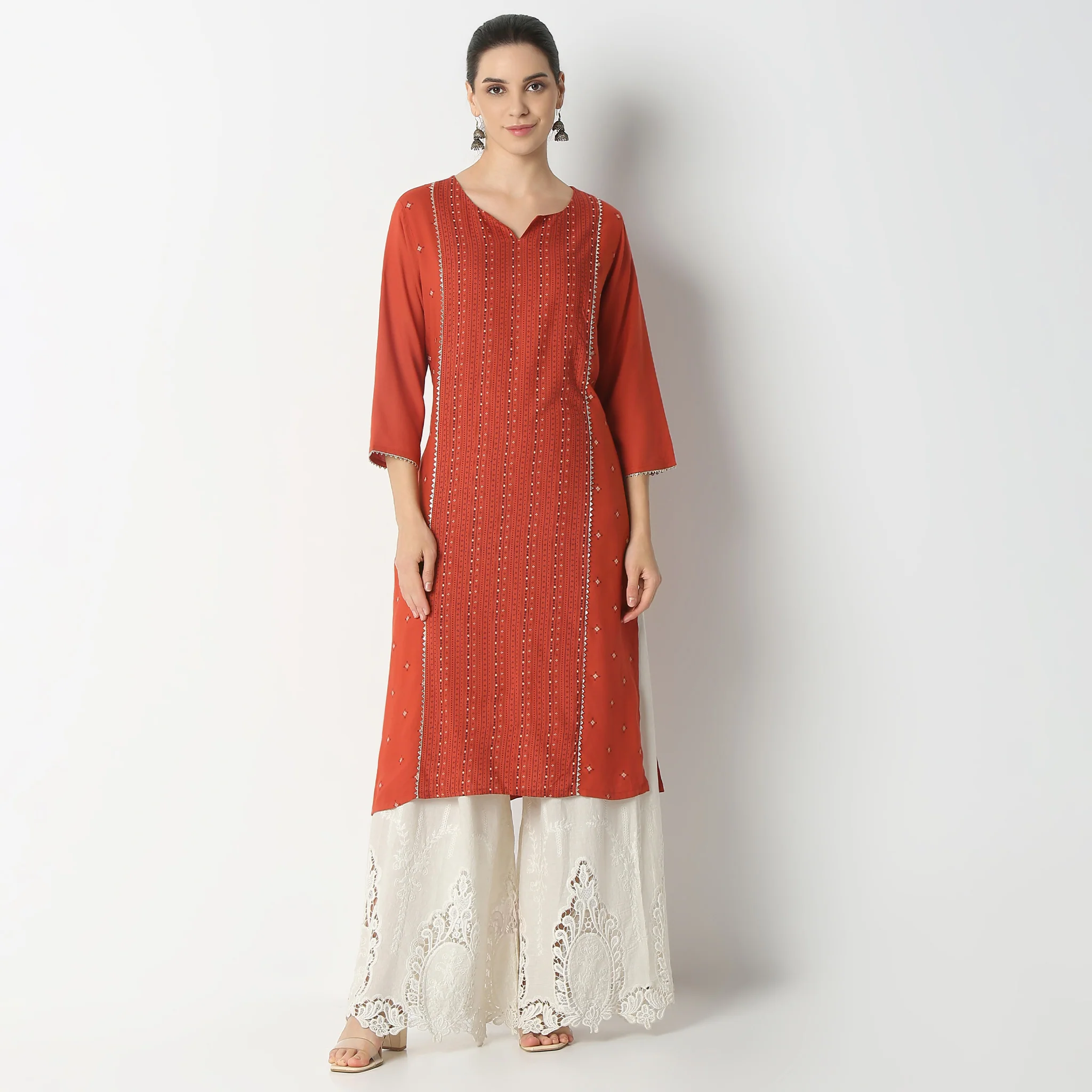 Centre Panel Printed Long Kurta - Image 7
