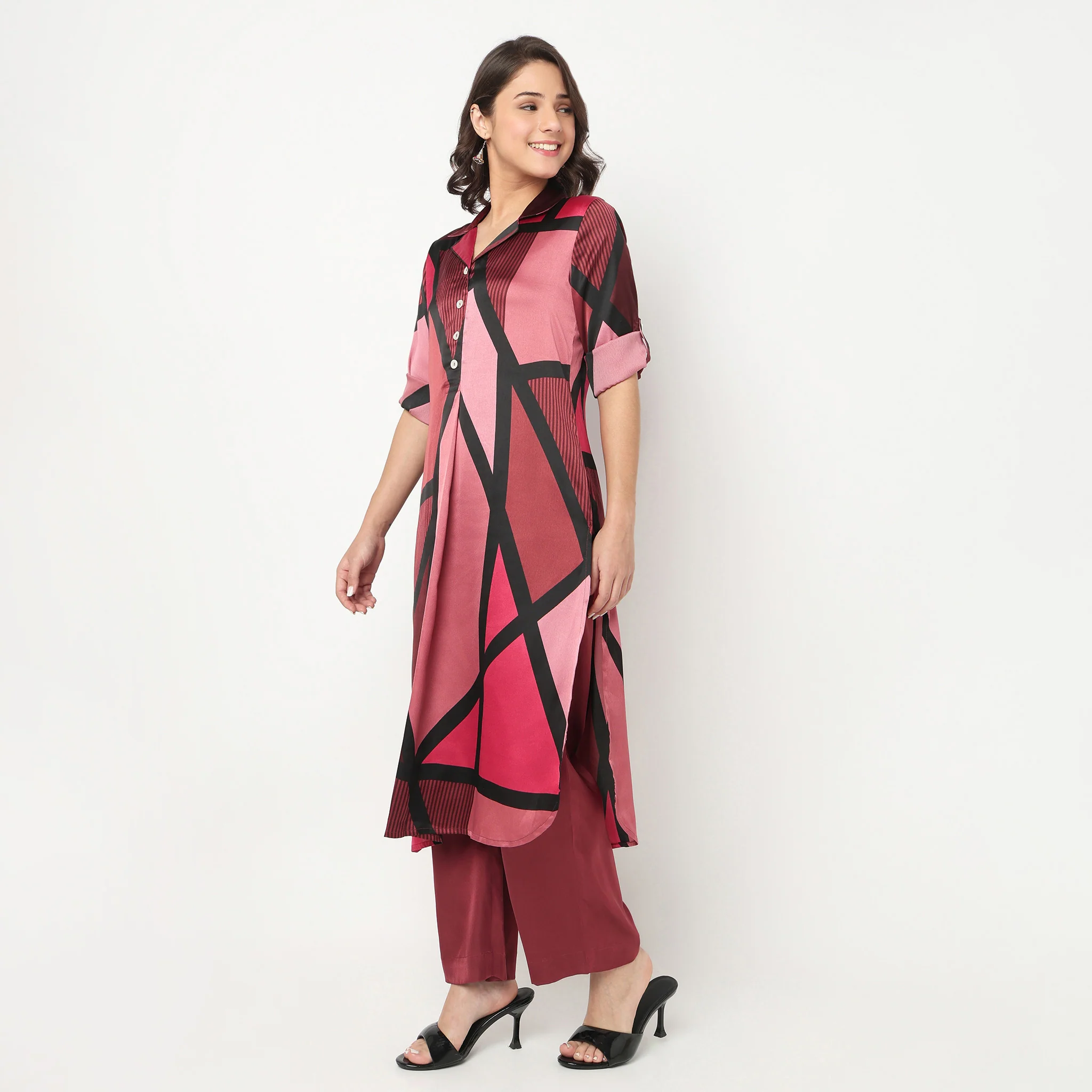 Printed Camp Collar Kurta with Pant Set - Image 5