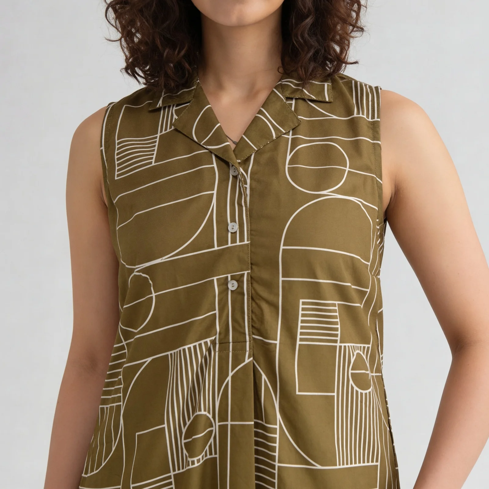 Printed Camp Collar Straight Kurta - Image 4