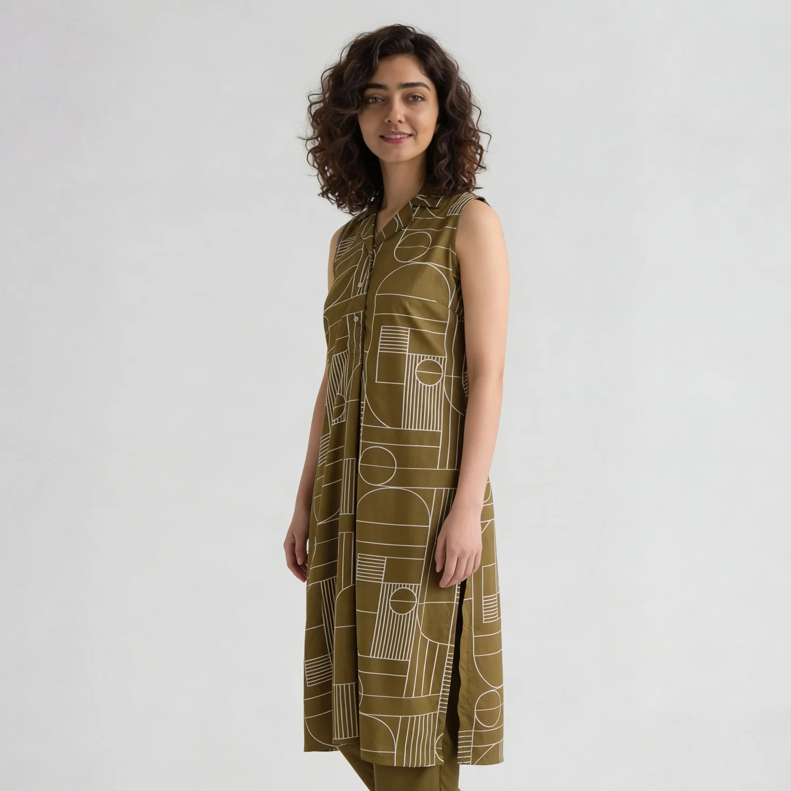 Printed Camp Collar Straight Kurta - Image 5