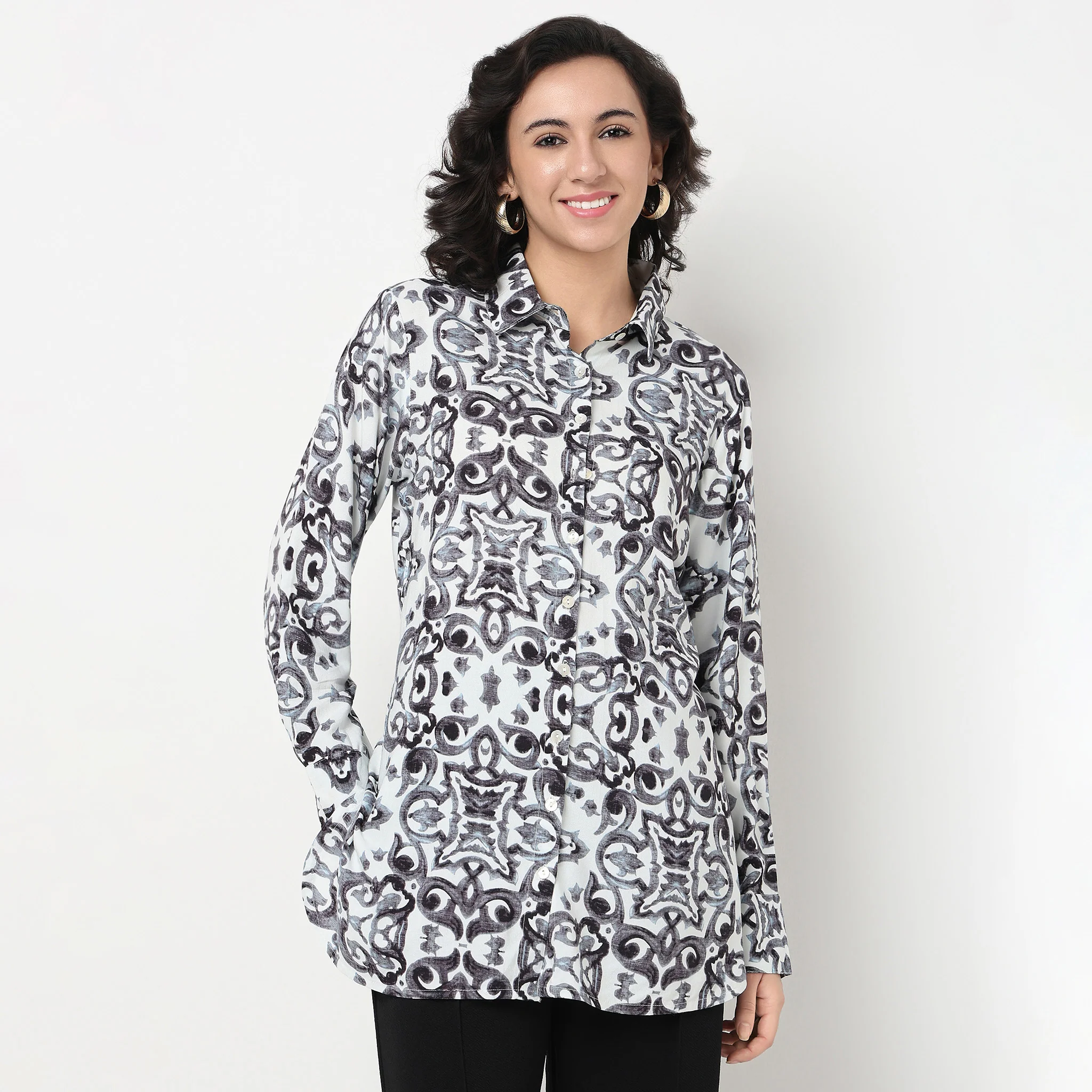 Printed Camp Collar Tunic - Image 2