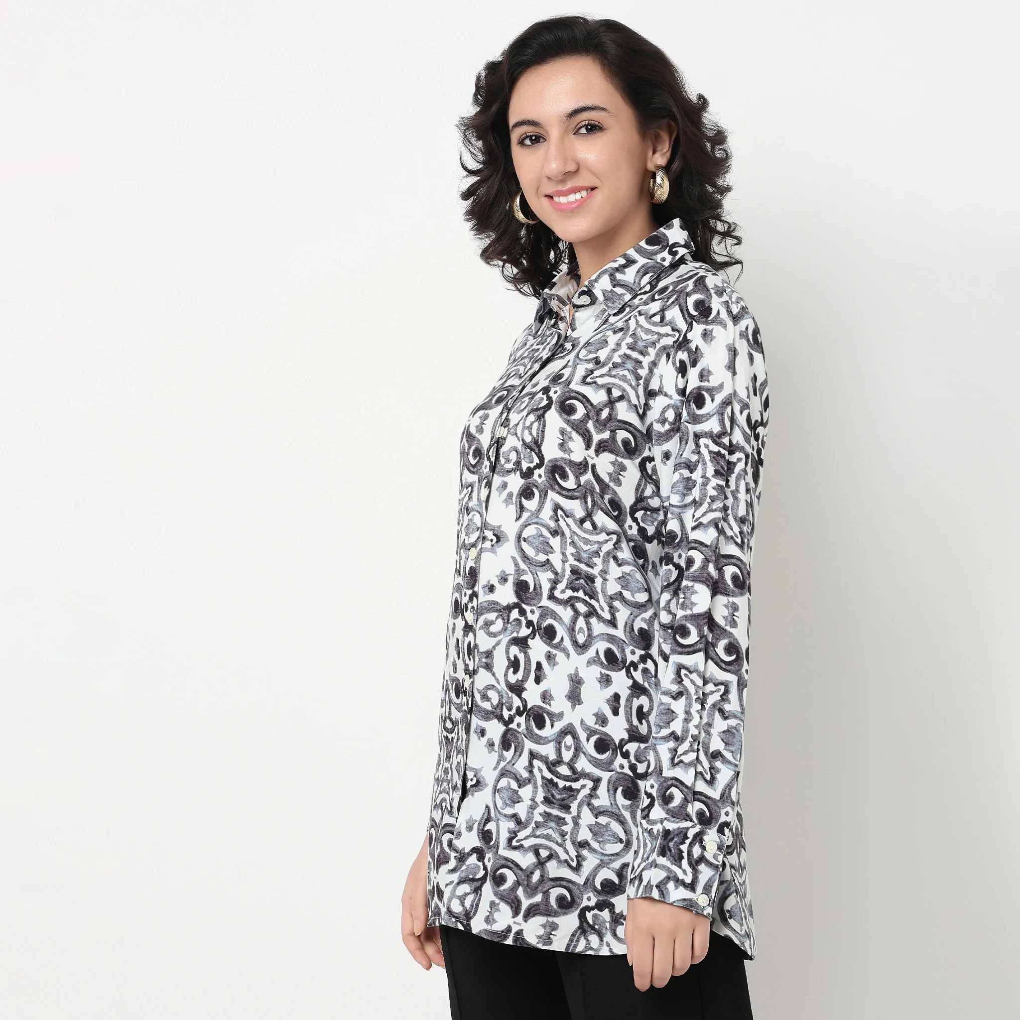 Printed Camp Collar Tunic - Image 4