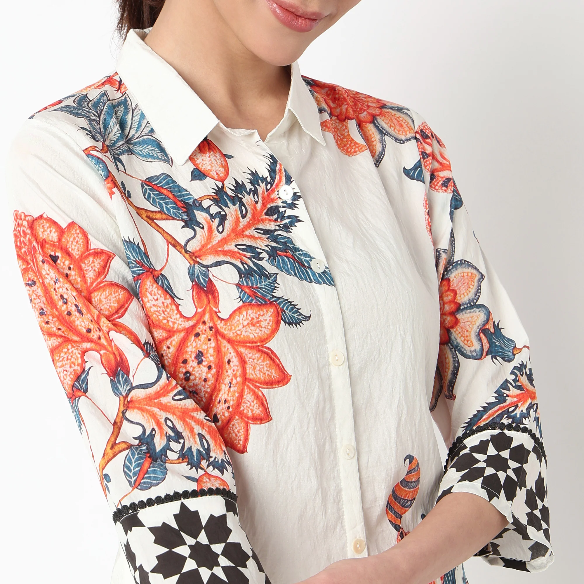 Printed Collar Kurta with Pant Set - Image 4