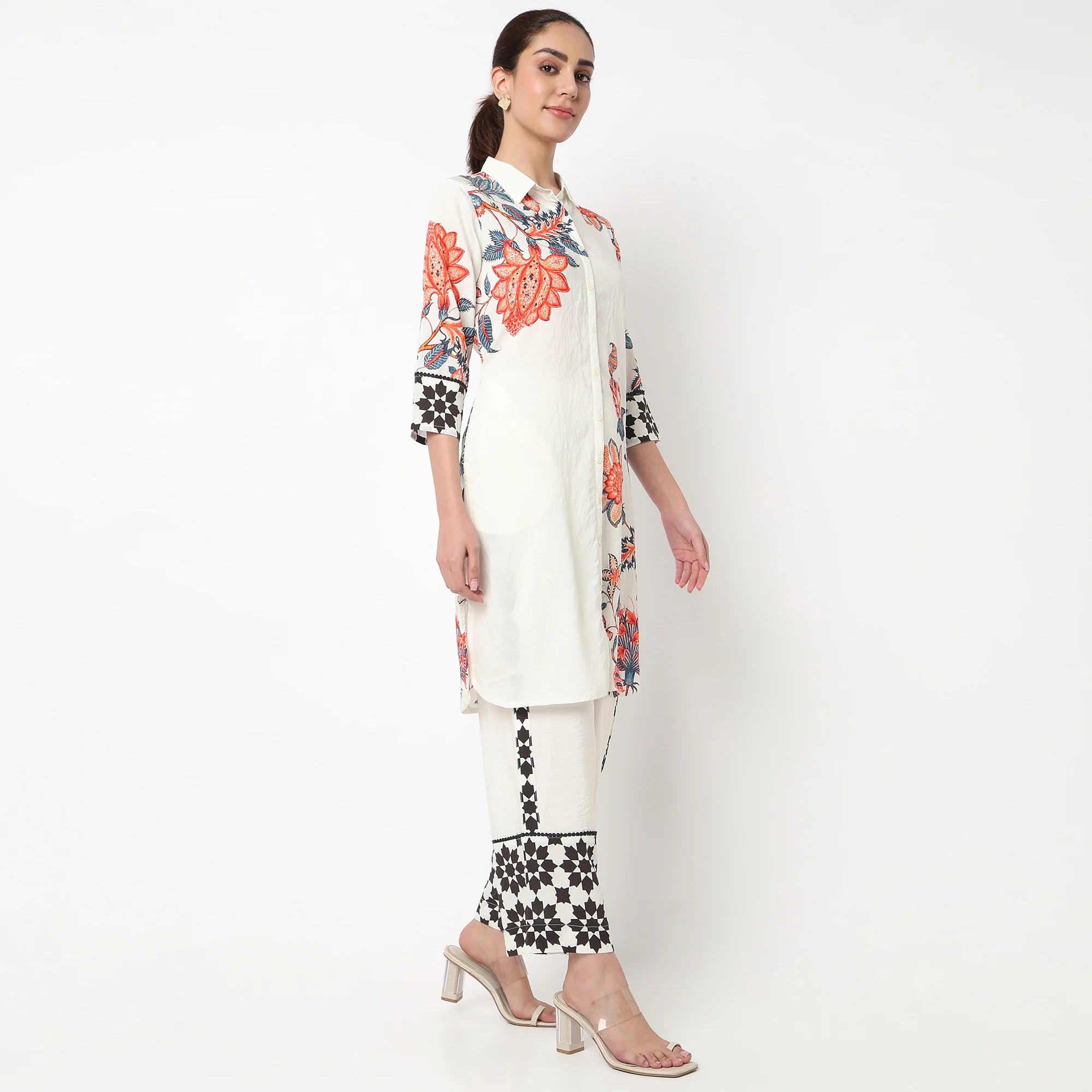 Printed Collar Kurta with Pant Set - Image 5