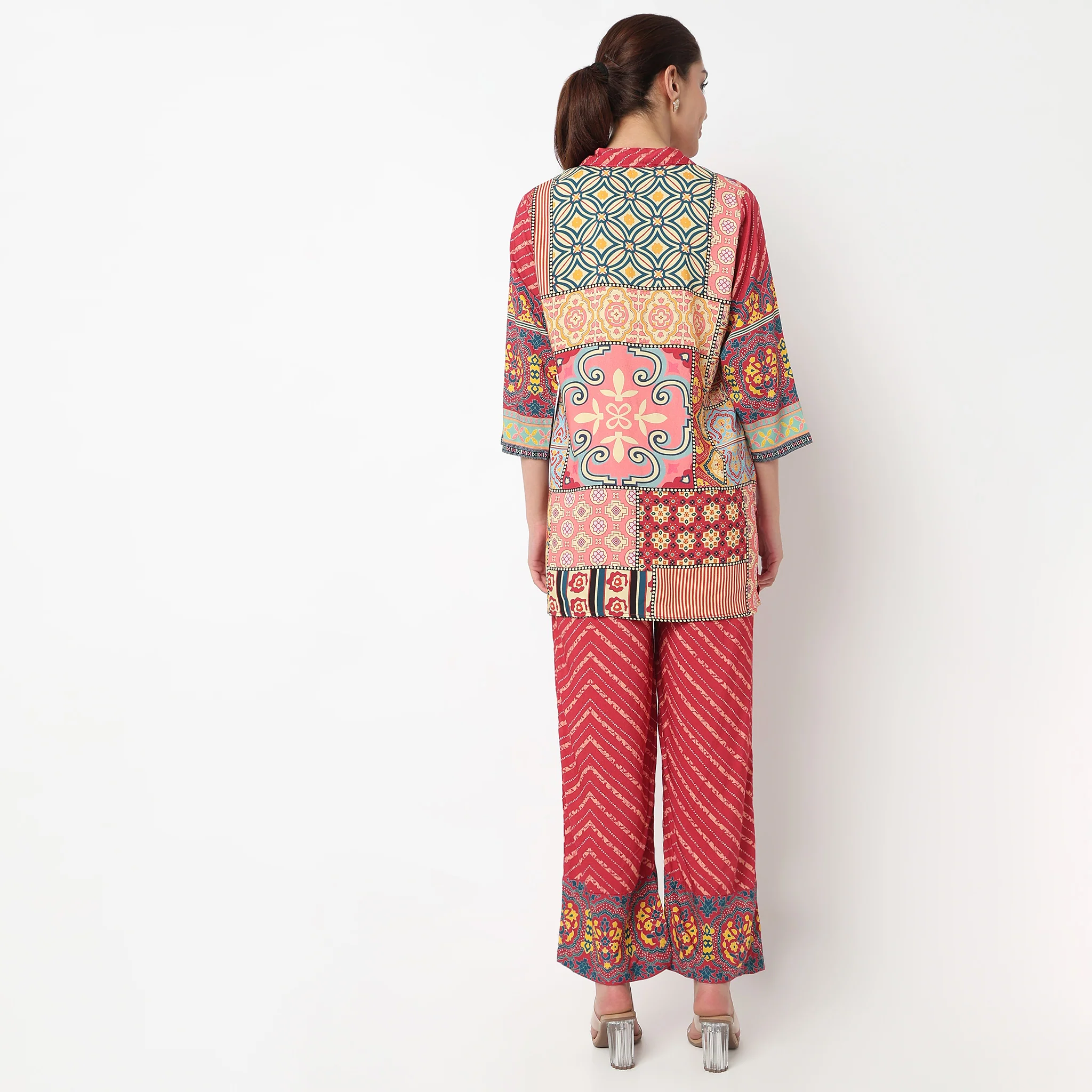Printed Collar Kurta with Pant Set - Image 3