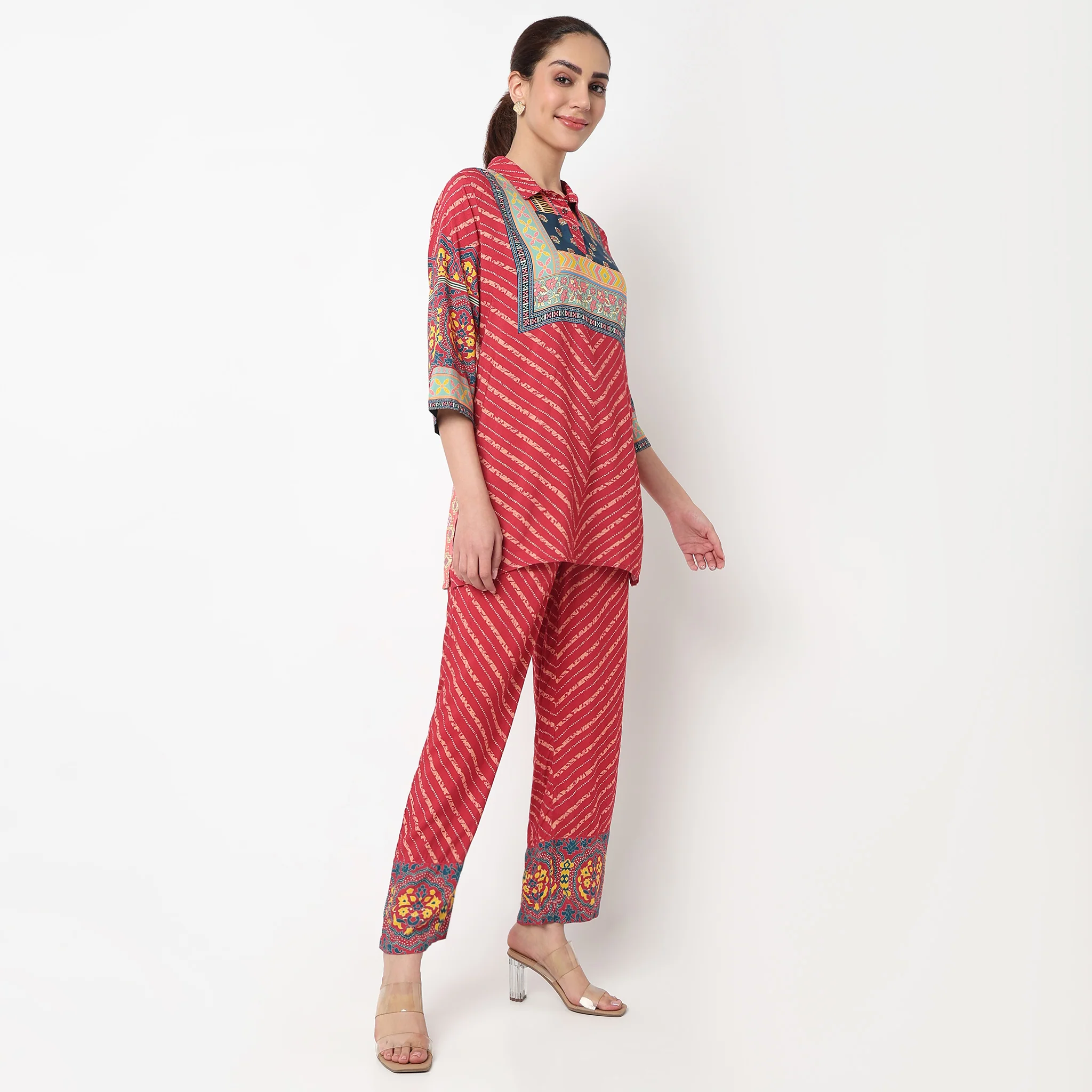 Printed Collar Kurta with Pant Set - Image 5