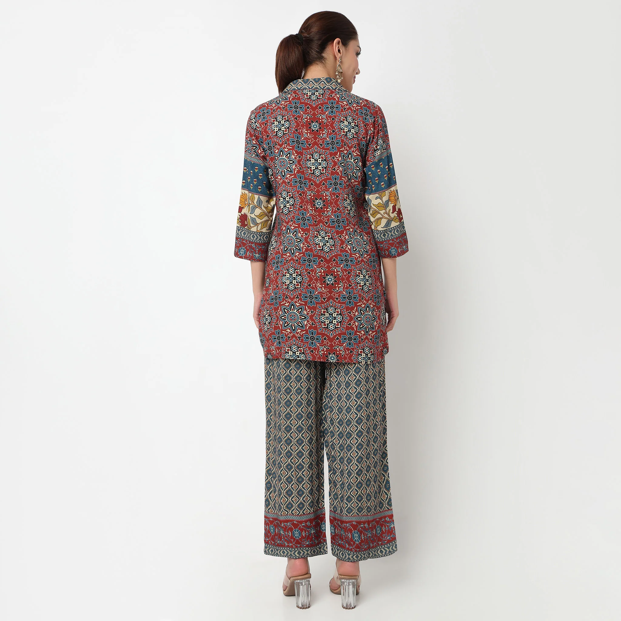 Printed Collar Kurta with Pant Set - Image 3