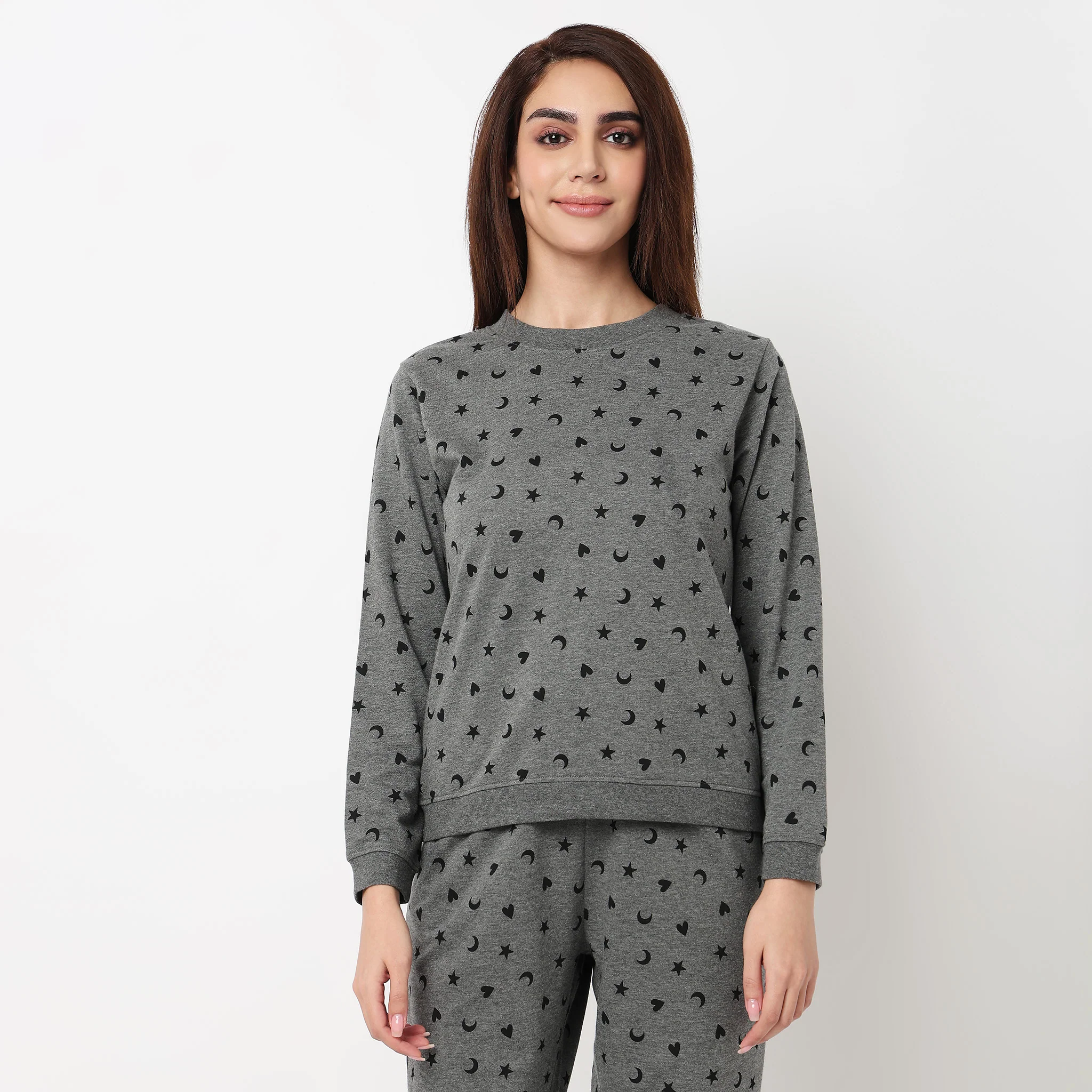 Printed Cotton Full Sleeve Lounge Sweatshirt - Image 2
