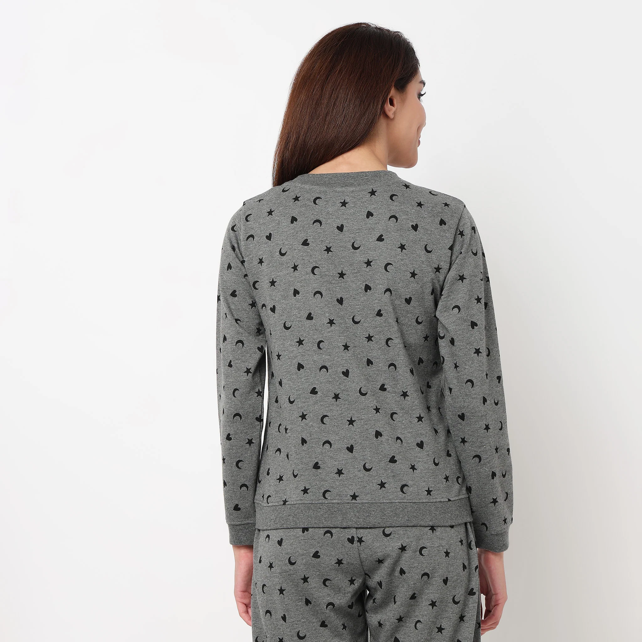 Printed Cotton Full Sleeve Lounge Sweatshirt - Image 3