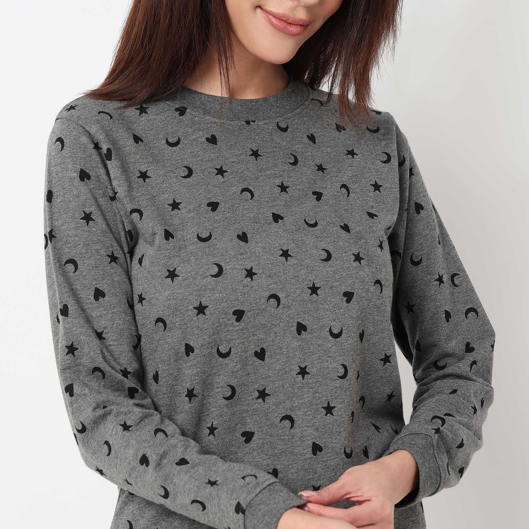Printed Cotton Full Sleeve Lounge Sweatshirt - Image 4