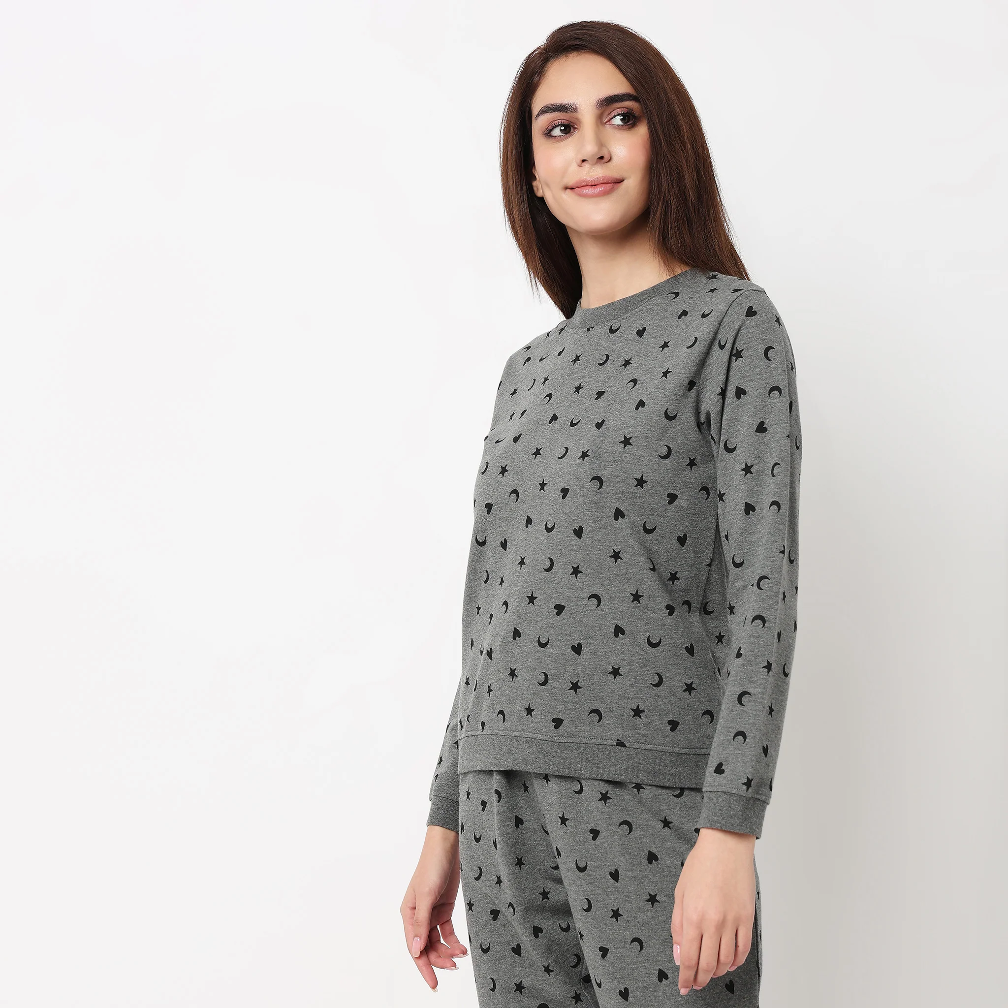 Printed Cotton Full Sleeve Lounge Sweatshirt - Image 5