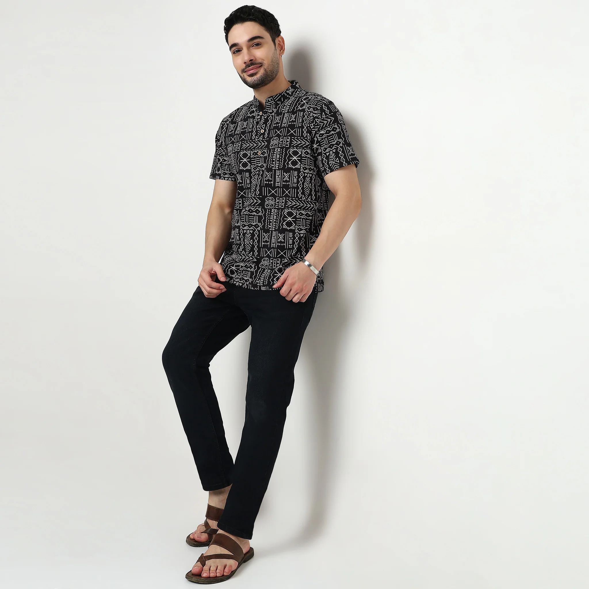Printed Cotton Half Sleeve Kurta