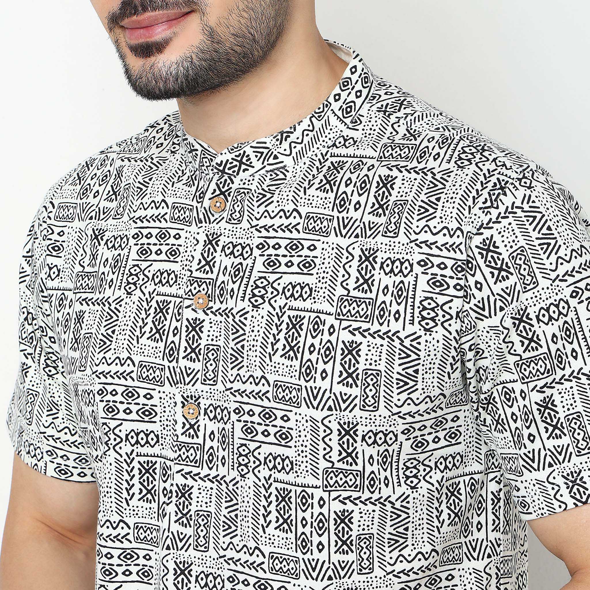 Printed Cotton Half Sleeve Kurta - Image 4
