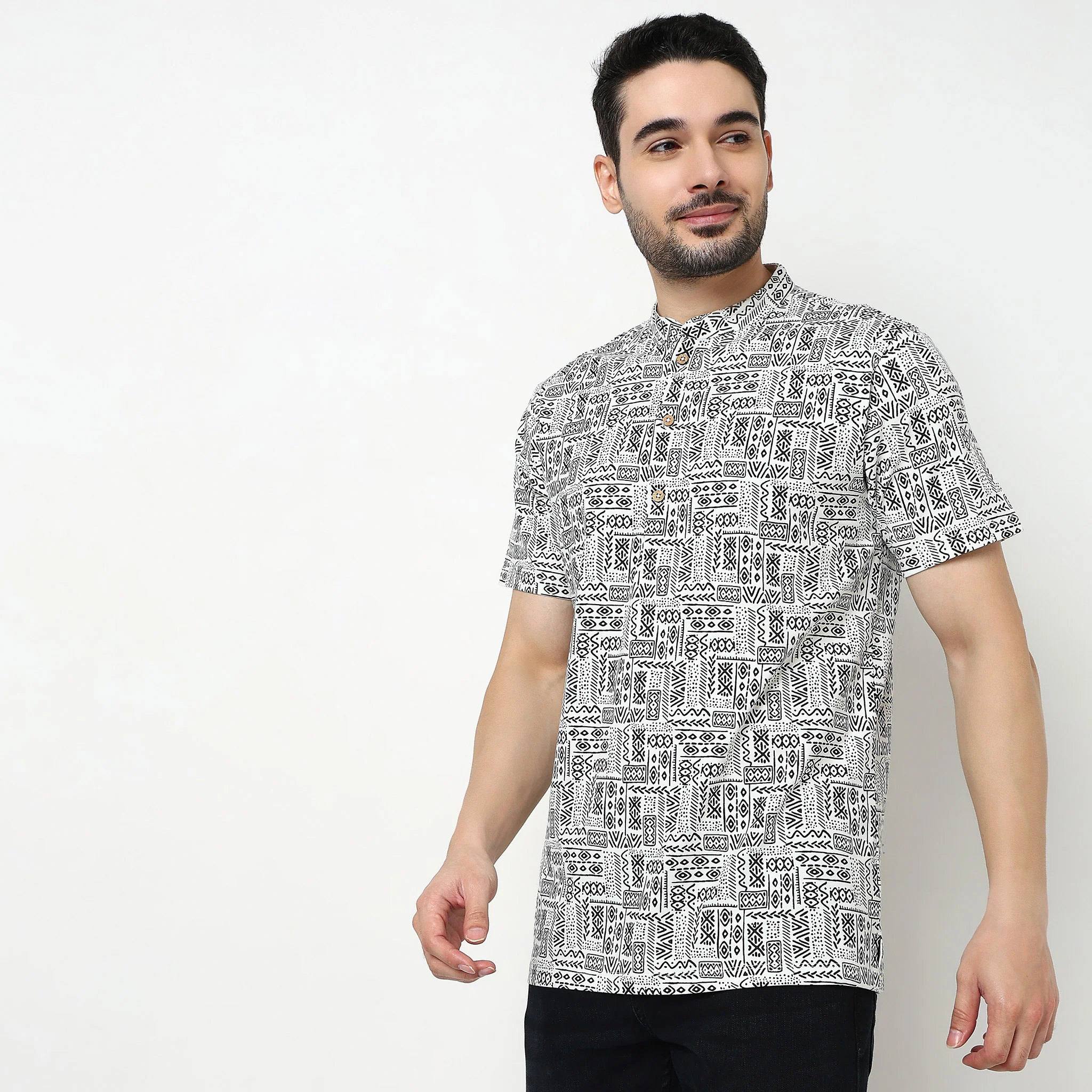 Printed Cotton Half Sleeve Kurta - Image 5